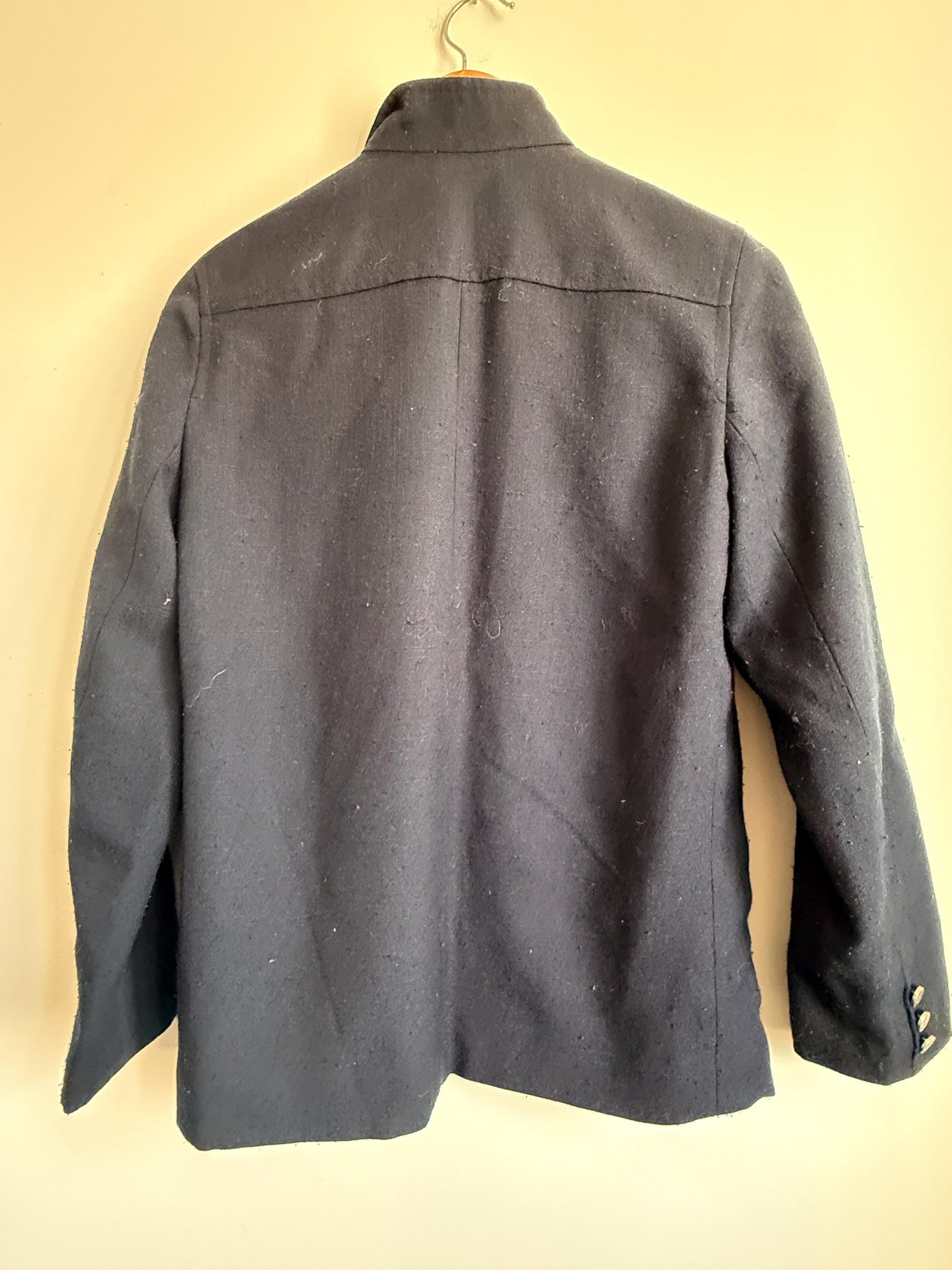 Vintage Navy Double Breasted Wool Blazer | Military Style Gold Button Jacket