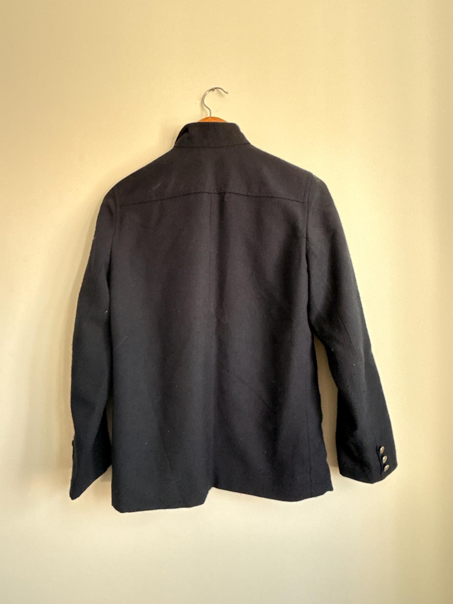 Vintage Navy Double Breasted Wool Blazer | Military Style Gold Button Jacket