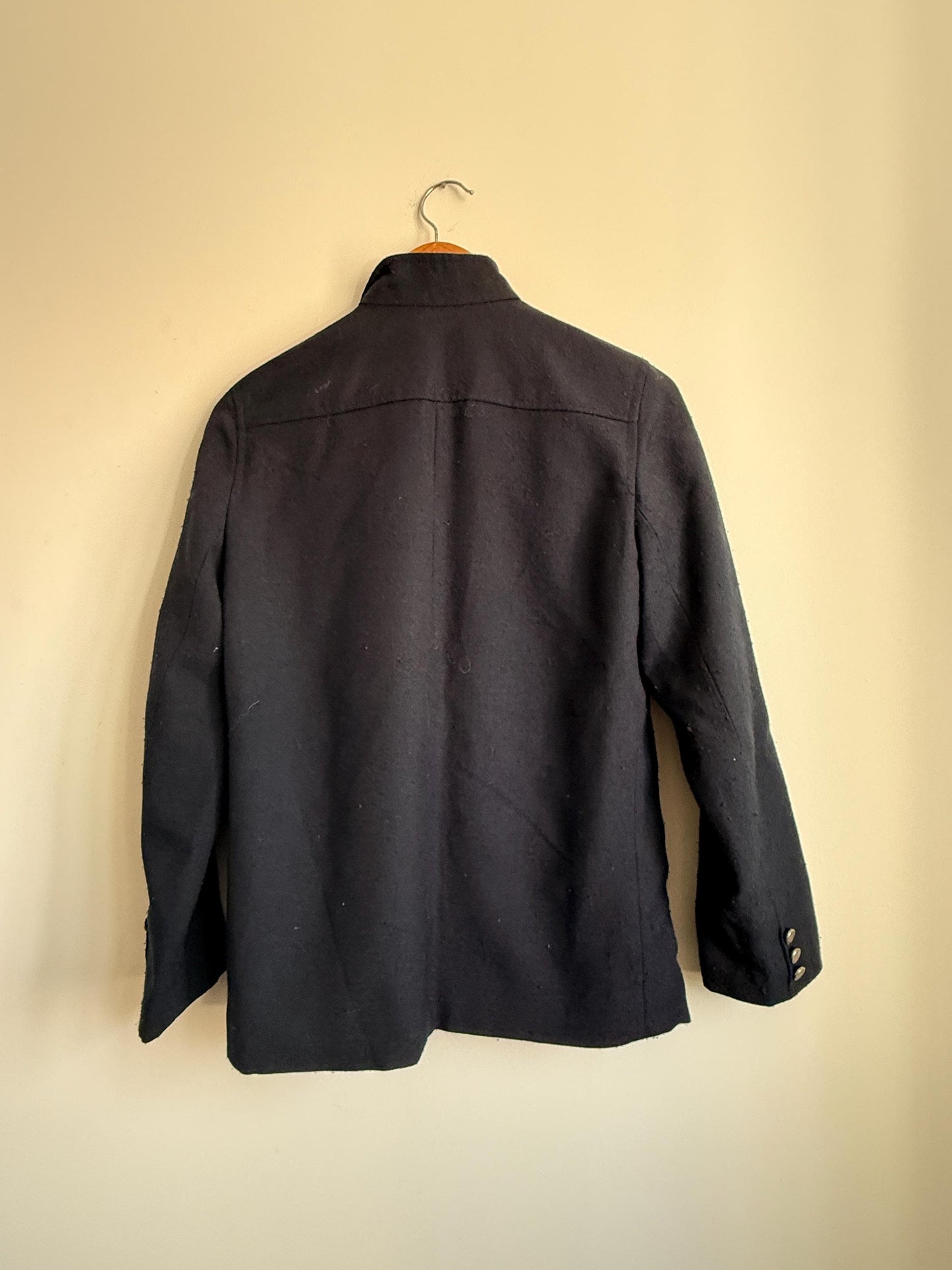 Vintage Navy Double Breasted Wool Blazer | Military Style Gold Button Jacket
