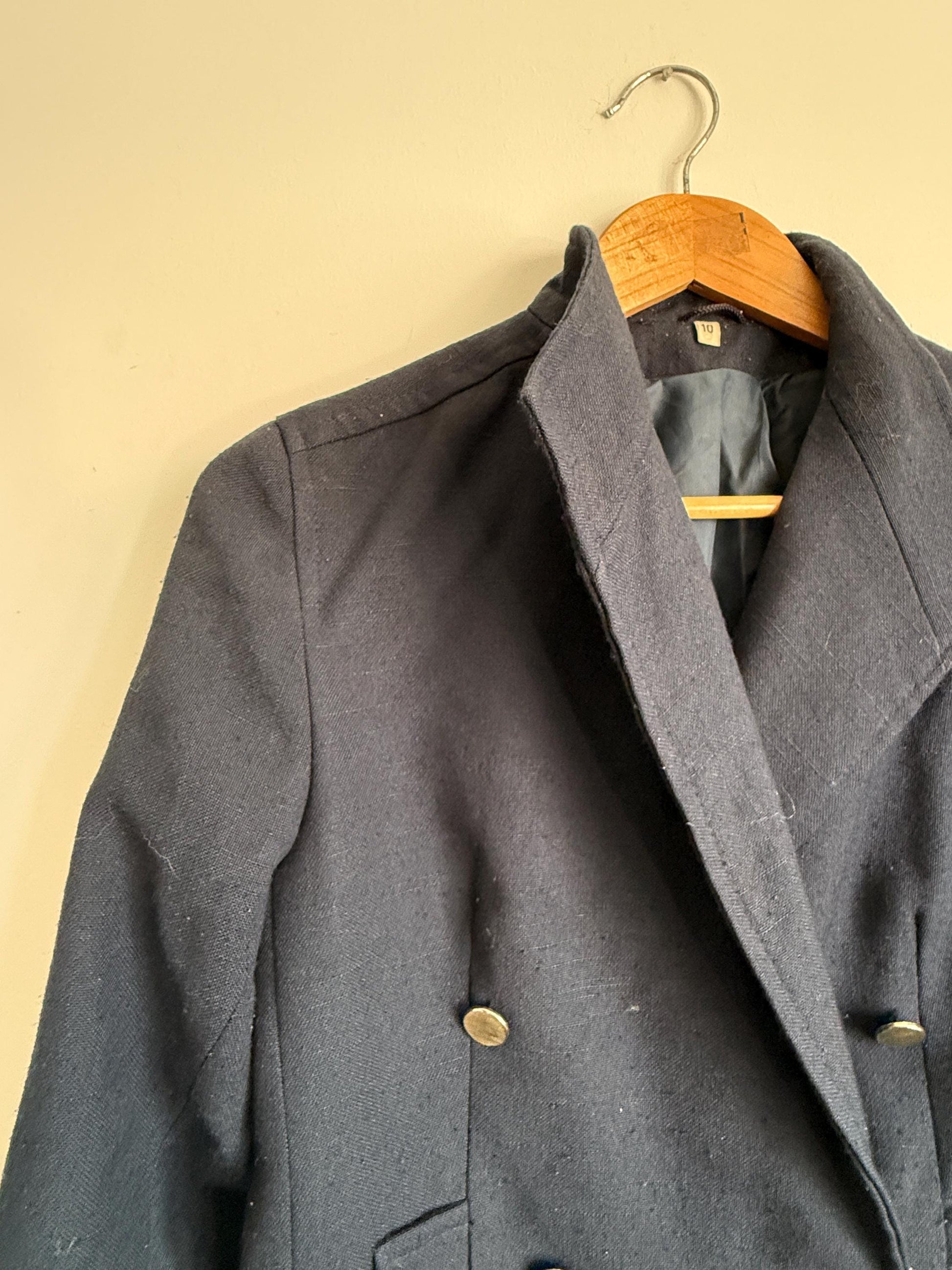 Vintage Navy Double Breasted Wool Blazer | Military Style Gold Button Jacket