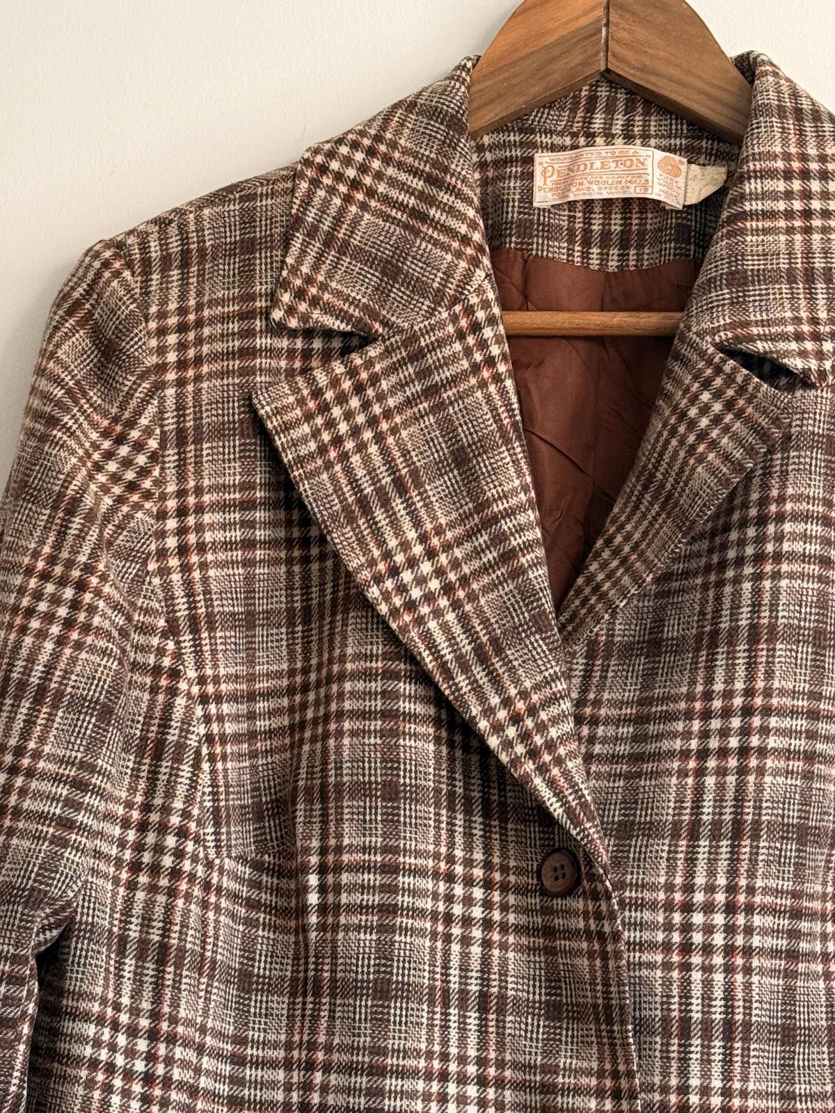 Vintage Pendleton Wool Blazer | Brown Plaid Jacket | Made in USA | Pendleton Virgin Wool Jacket | Country Heritage Blazer | UK 12-14