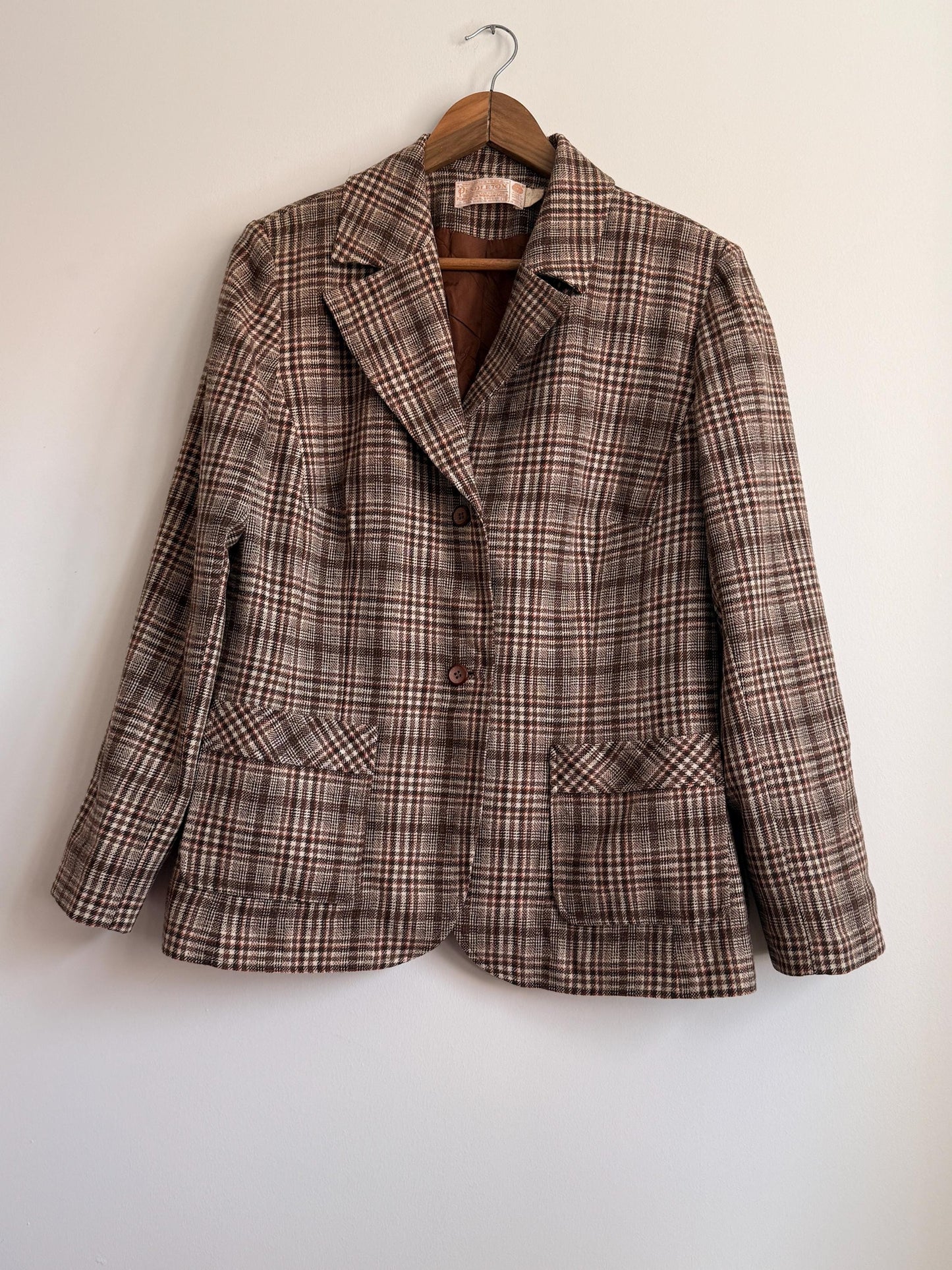 Vintage Pendleton Wool Blazer | Brown Plaid Jacket | Made in USA | Pendleton Virgin Wool Jacket | Country Heritage Blazer | UK 12-14