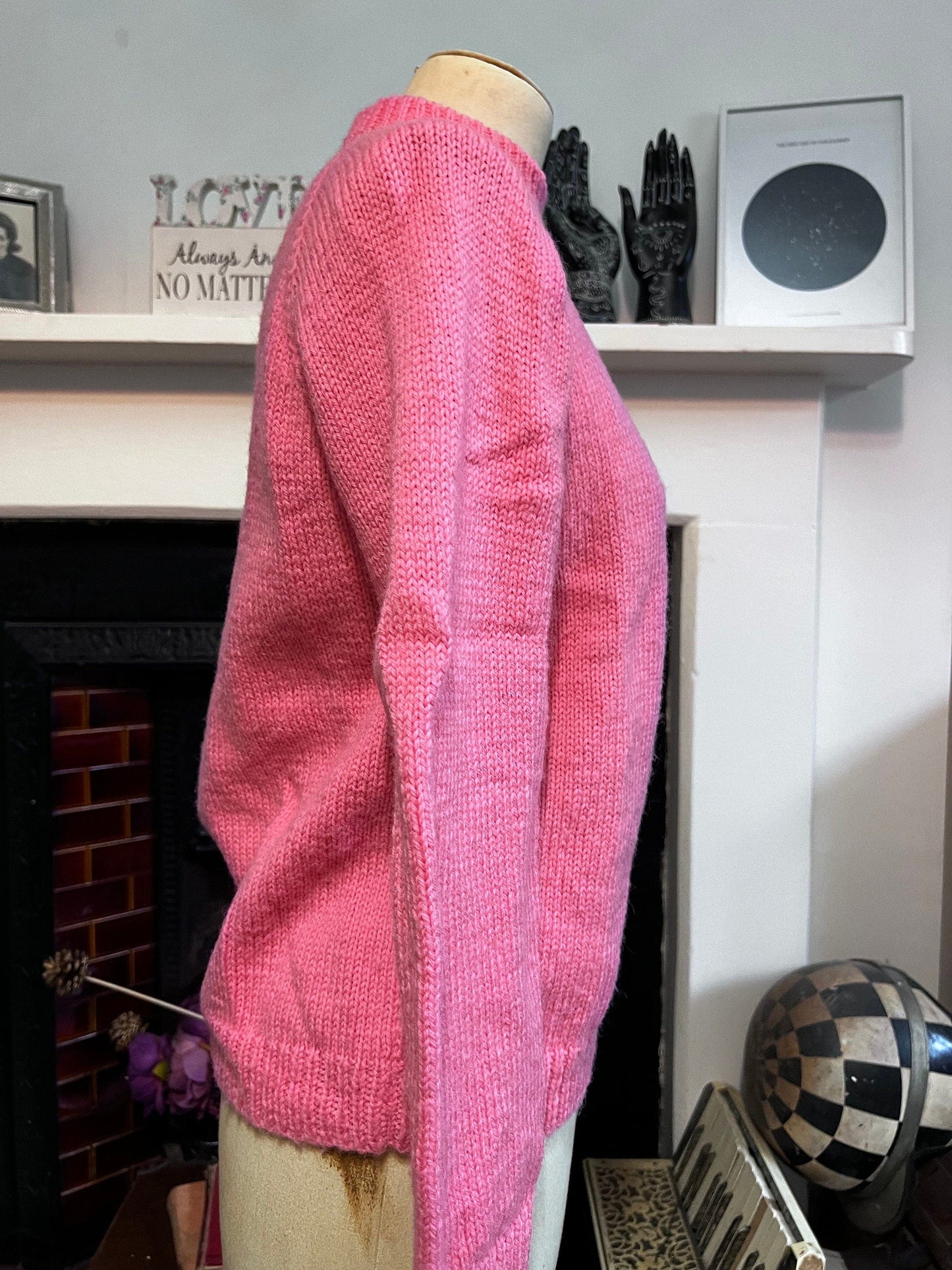 Vintage pink jumper hand knit, jumper pink jumper, vintage handmade knitwear, vintage pullover, vintage jumper, 1950s, vintage knitwear, top