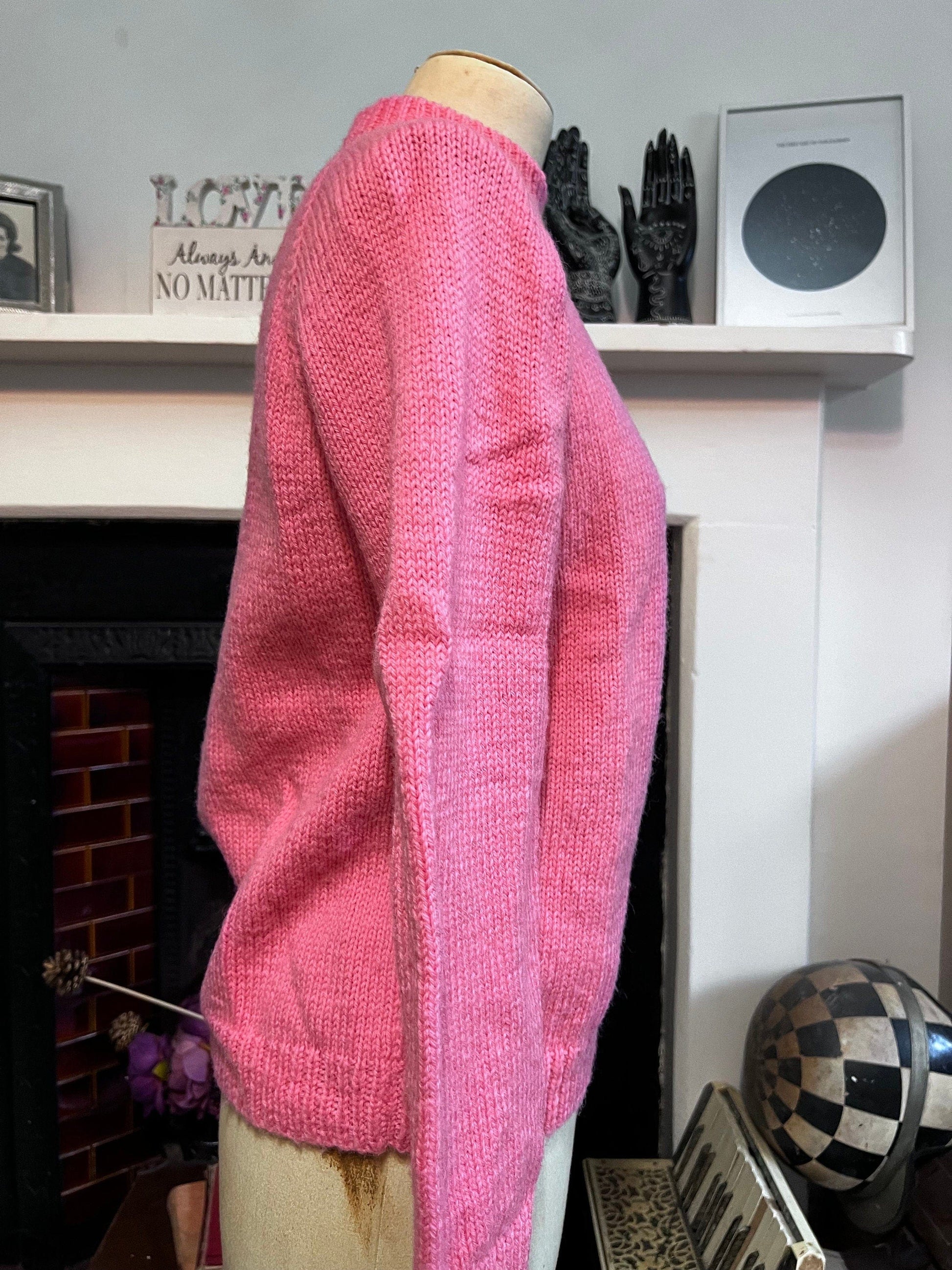 Vintage pink jumper hand knit, jumper pink jumper, vintage handmade knitwear, vintage pullover, vintage jumper, 1950s, vintage knitwear, top