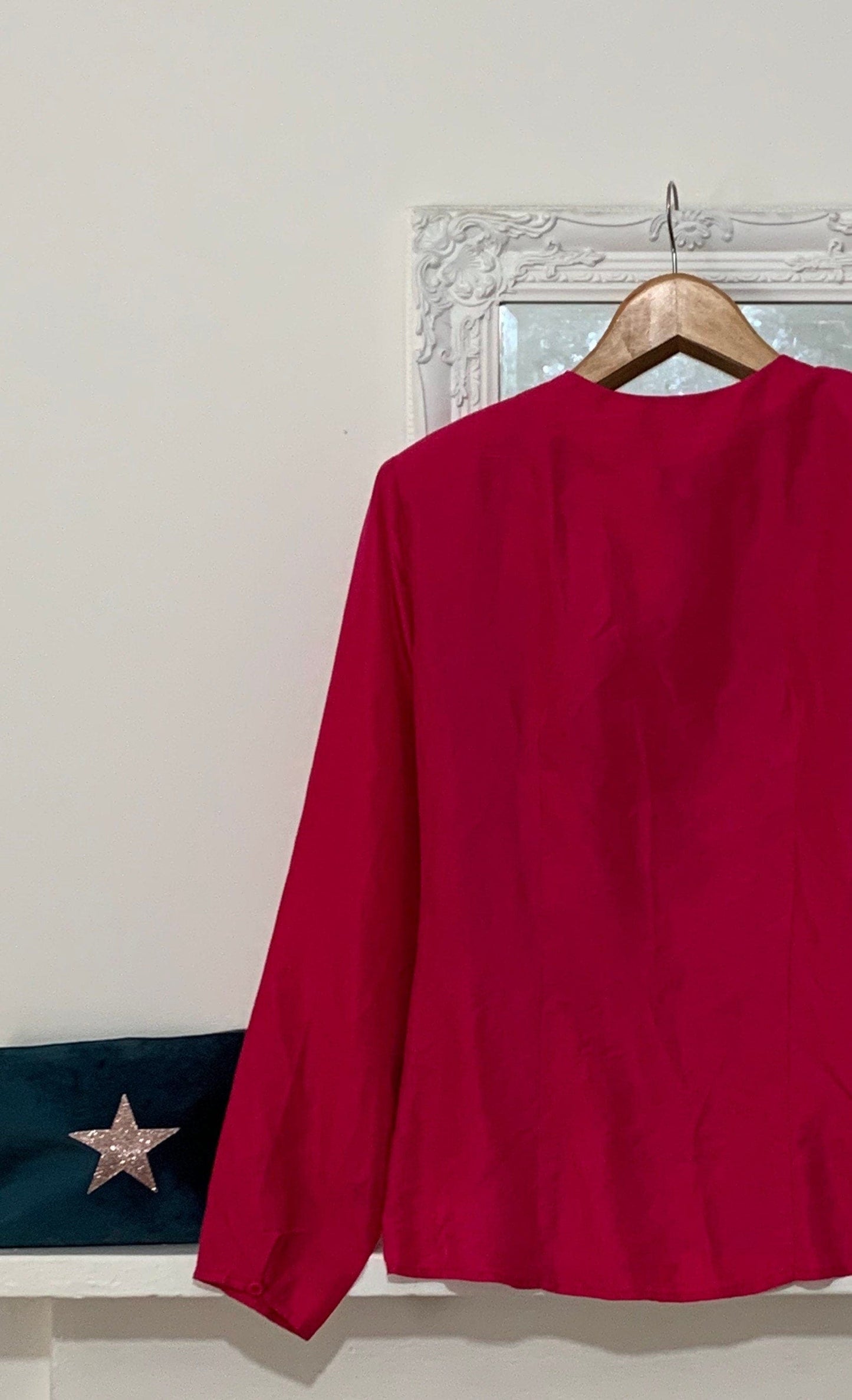 Vintage pink Silk Blouse - long Sleeve crossover Size 10