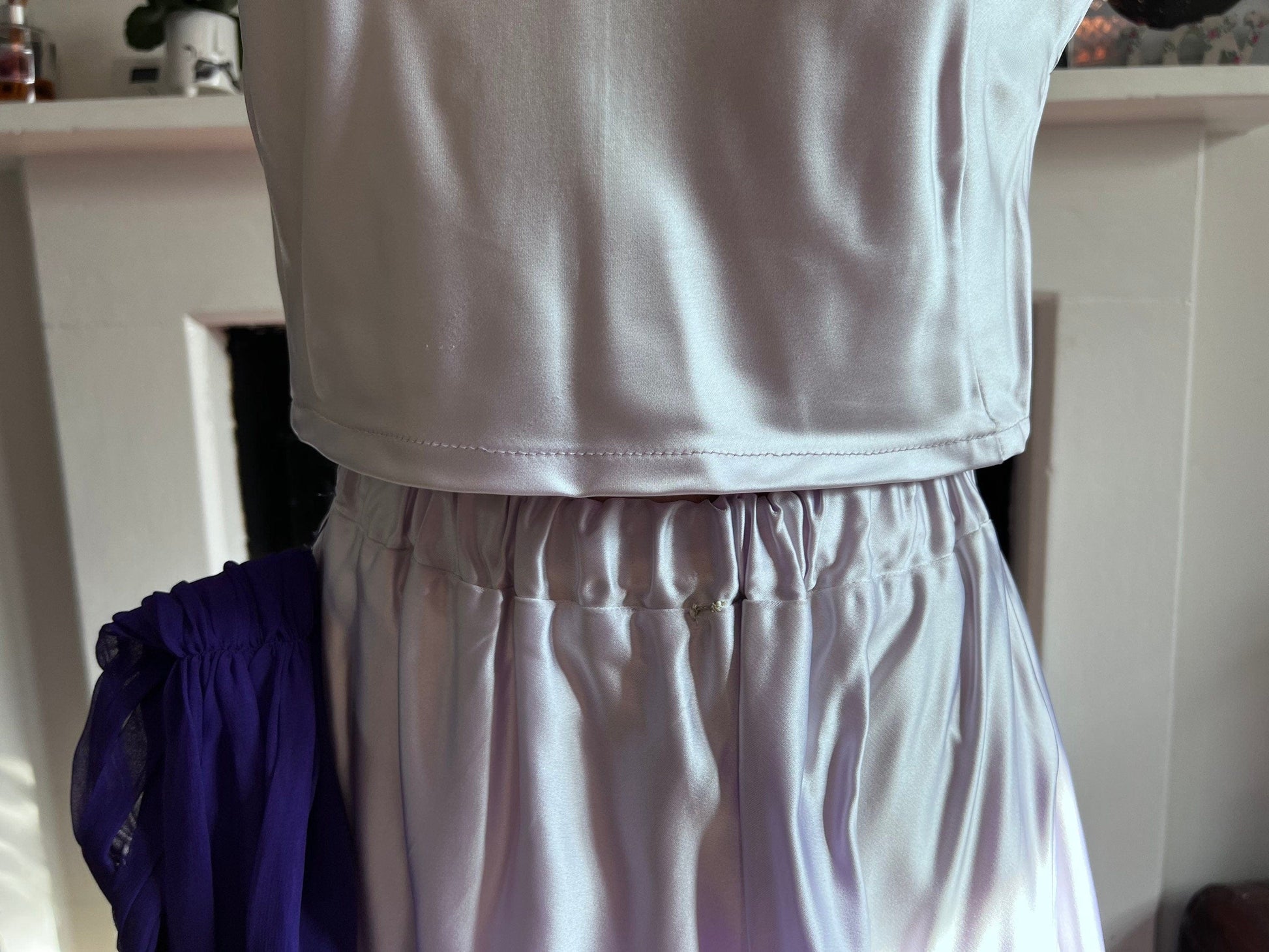 Vintage Prom Lilac Whistles Two Piece Puffball Maxi Skirt and Cropped Shell Top Chiffon Ruffle Belt UK12 Whistles