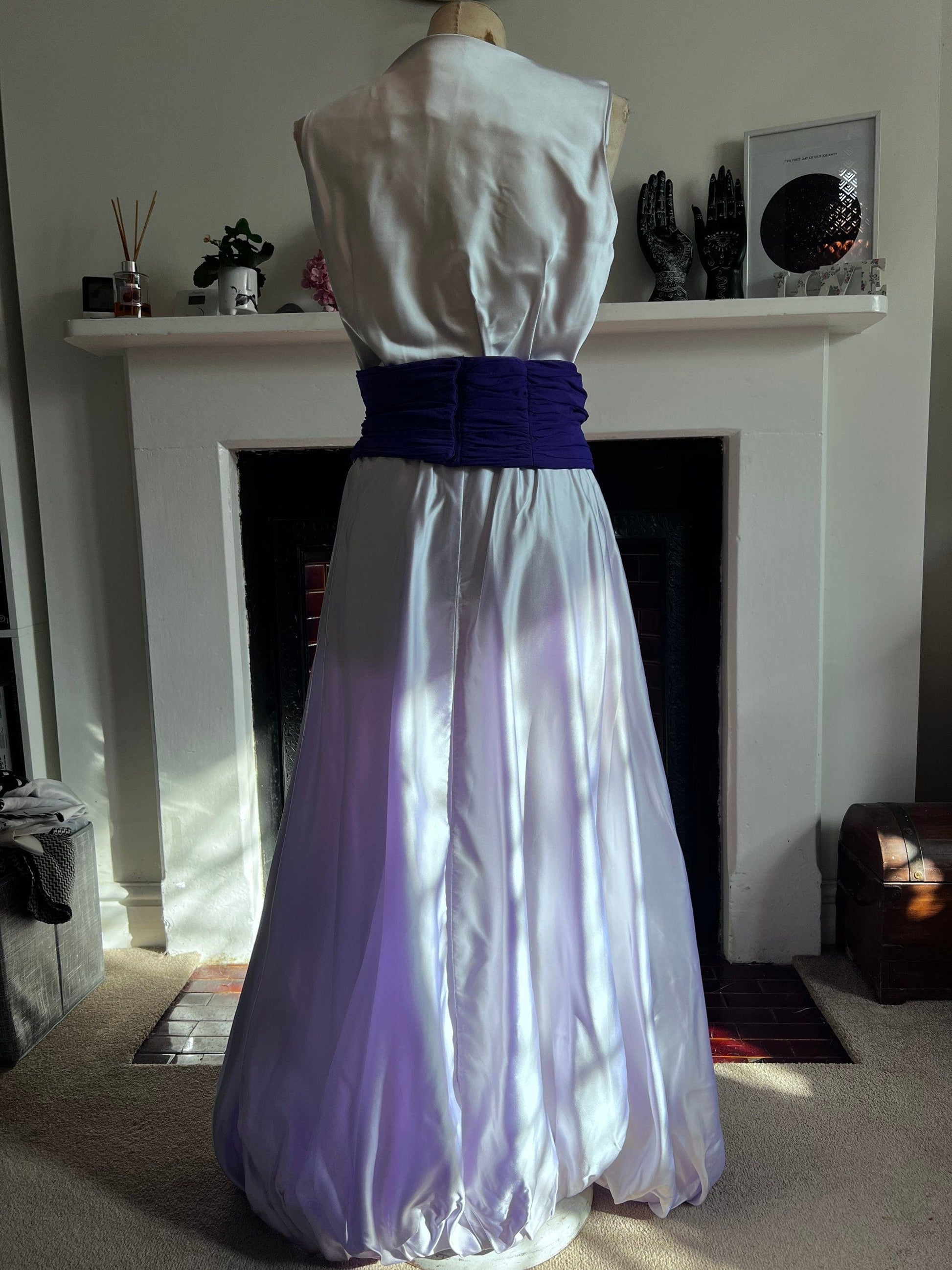 Vintage Prom Lilac Whistles Two Piece Puffball Maxi Skirt and Cropped Shell Top Chiffon Ruffle Belt UK12 Whistles