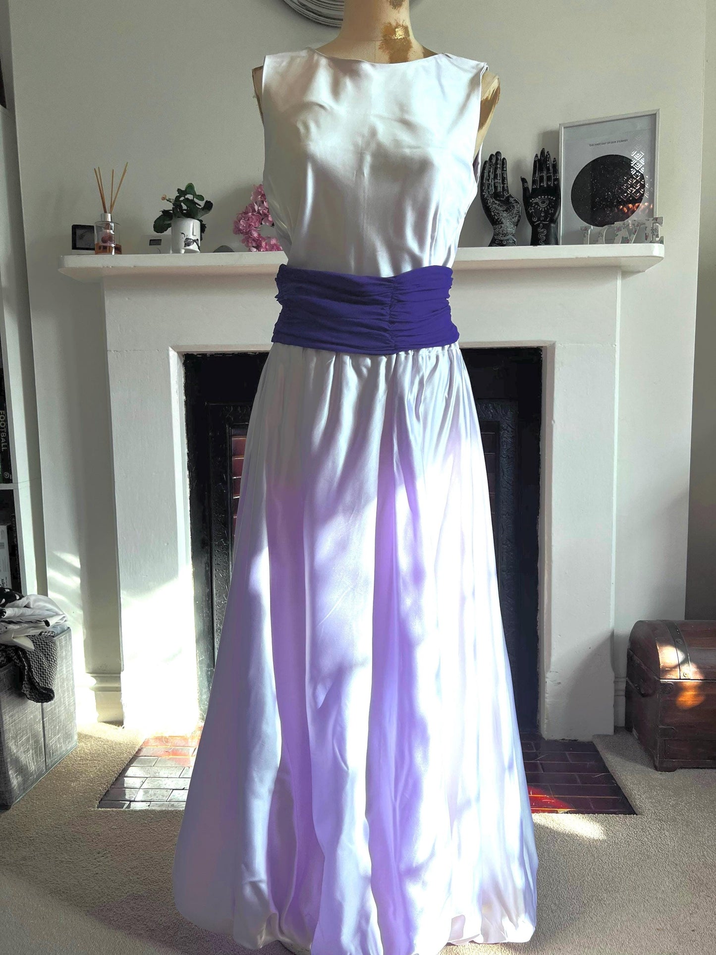 Vintage Prom Lilac Whistles Two Piece Puffball Maxi Skirt and Cropped Shell Top Chiffon Ruffle Belt UK12 Whistles