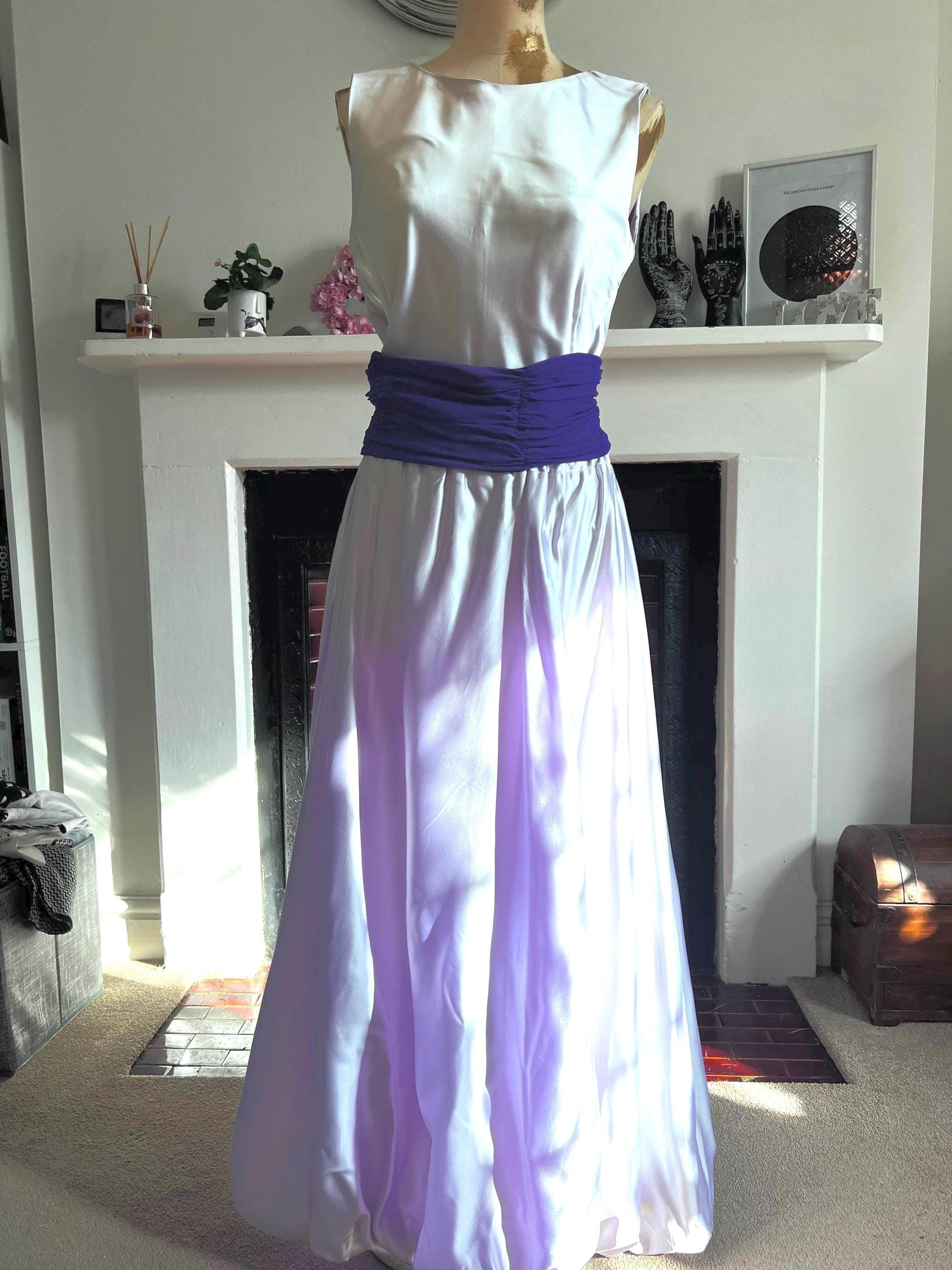 Vintage Prom Lilac Whistles Two Piece Puffball Maxi Skirt and Cropped Shell Top Chiffon Ruffle Belt UK12 Whistles