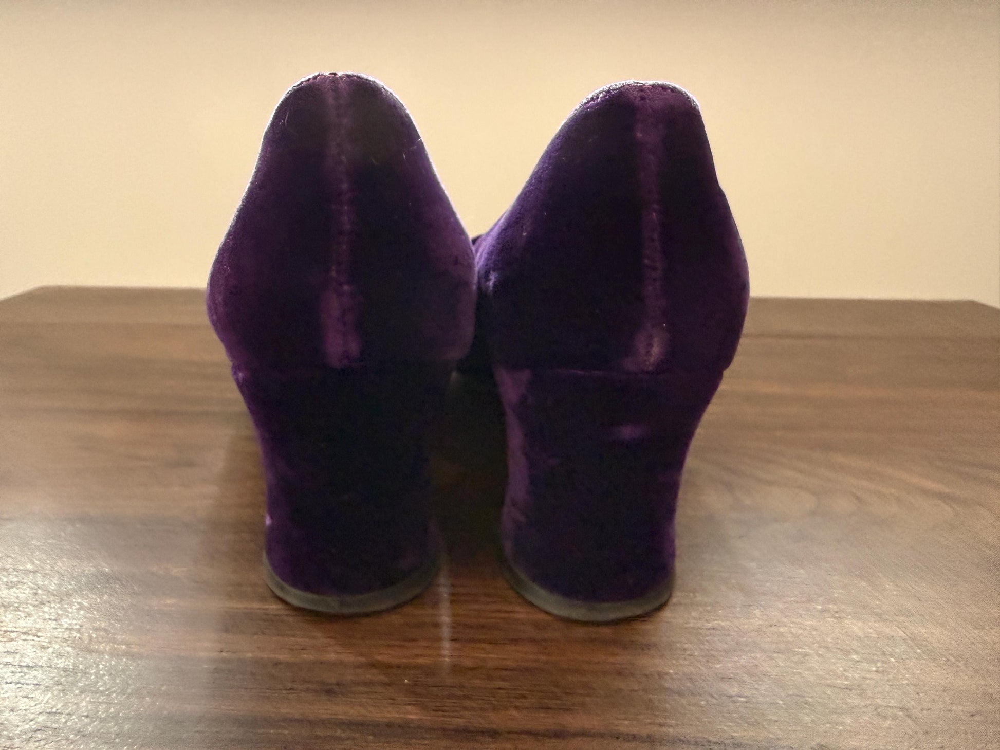 Vintage Purple Velvet Court Shoes | 1960s 1970s Block Heel, All Leather Lining