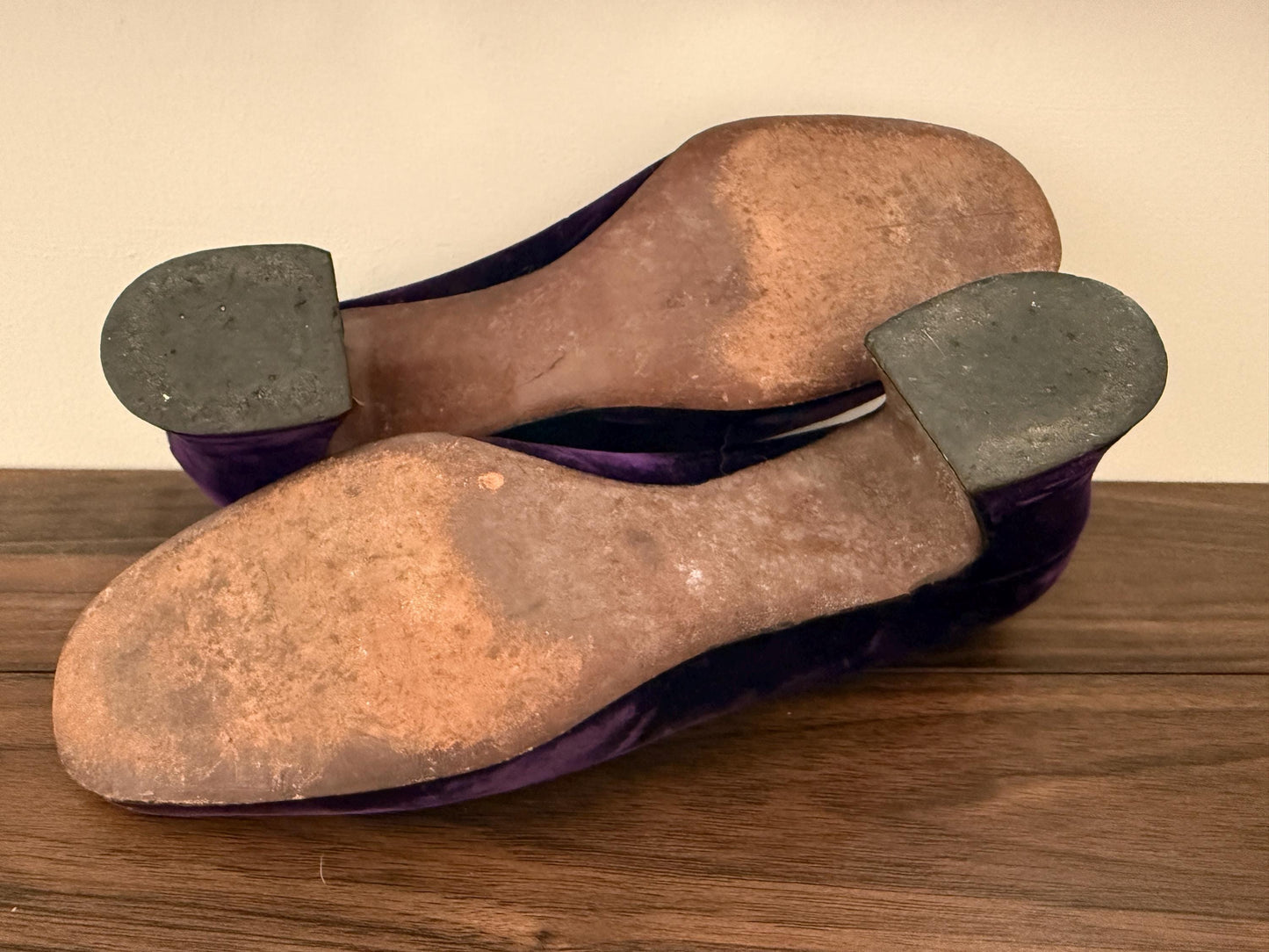 Vintage Purple Velvet Court Shoes | 1960s 1970s Block Heel, All Leather Lining