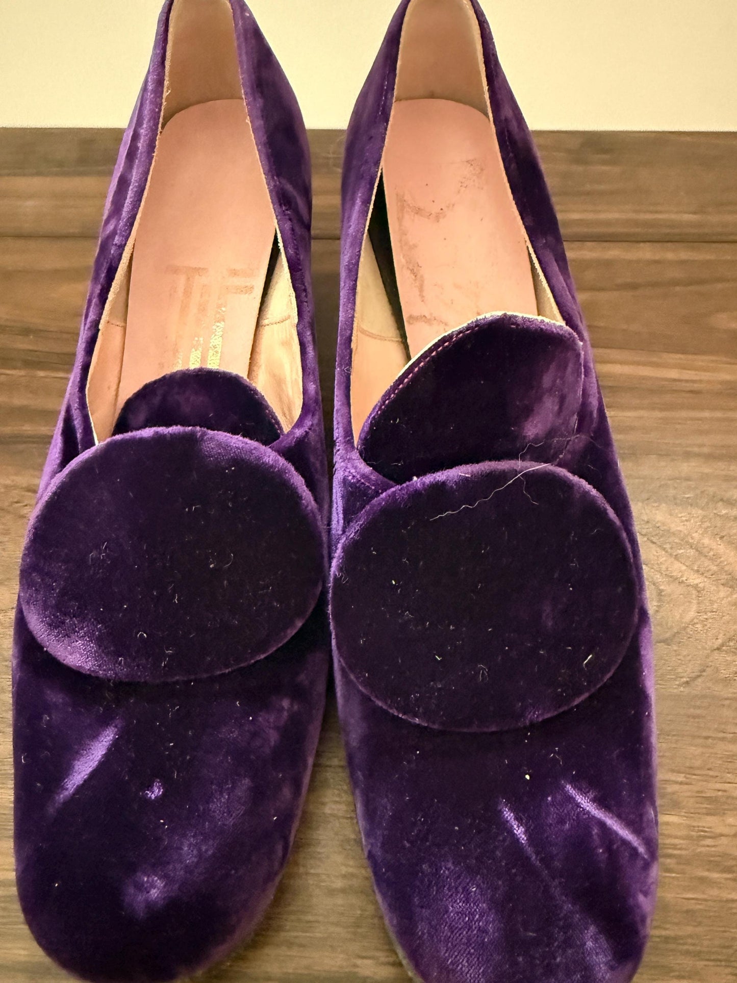 Vintage Purple Velvet Court Shoes | 1960s 1970s Block Heel, All Leather Lining
