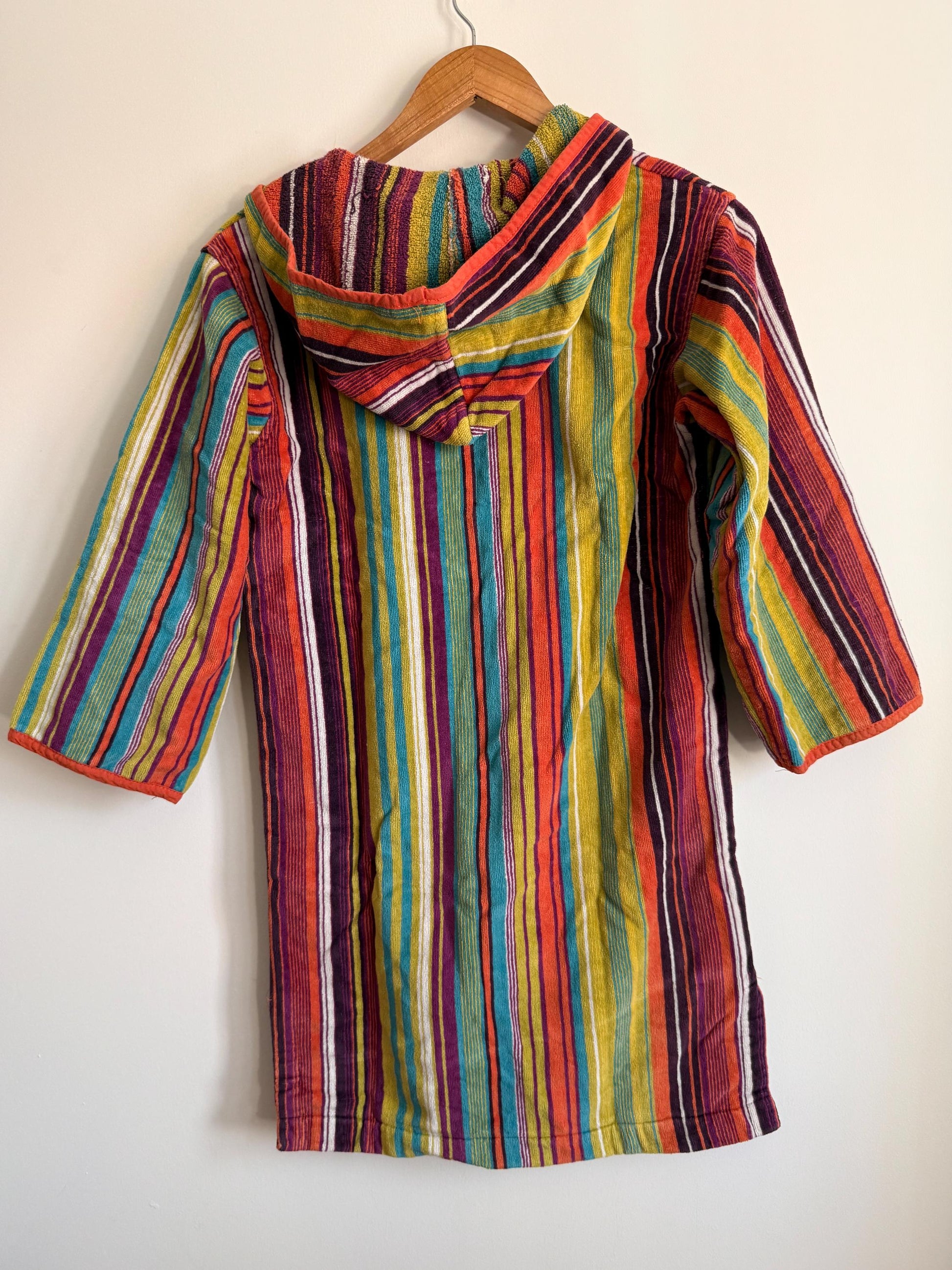Vintage Rainbow Stripe Hooded Festival Top | Boho Hippie Cotton Hoodie | Nepal Festival Top | Ethnic Stripe Tunic | Festival Clothing