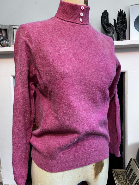 Vintage raspberry pink jumper lambswool jumper pink jumper, vintage knitwear, vintage pullover, vintage jumper, 1950s, vintage knitwear ango