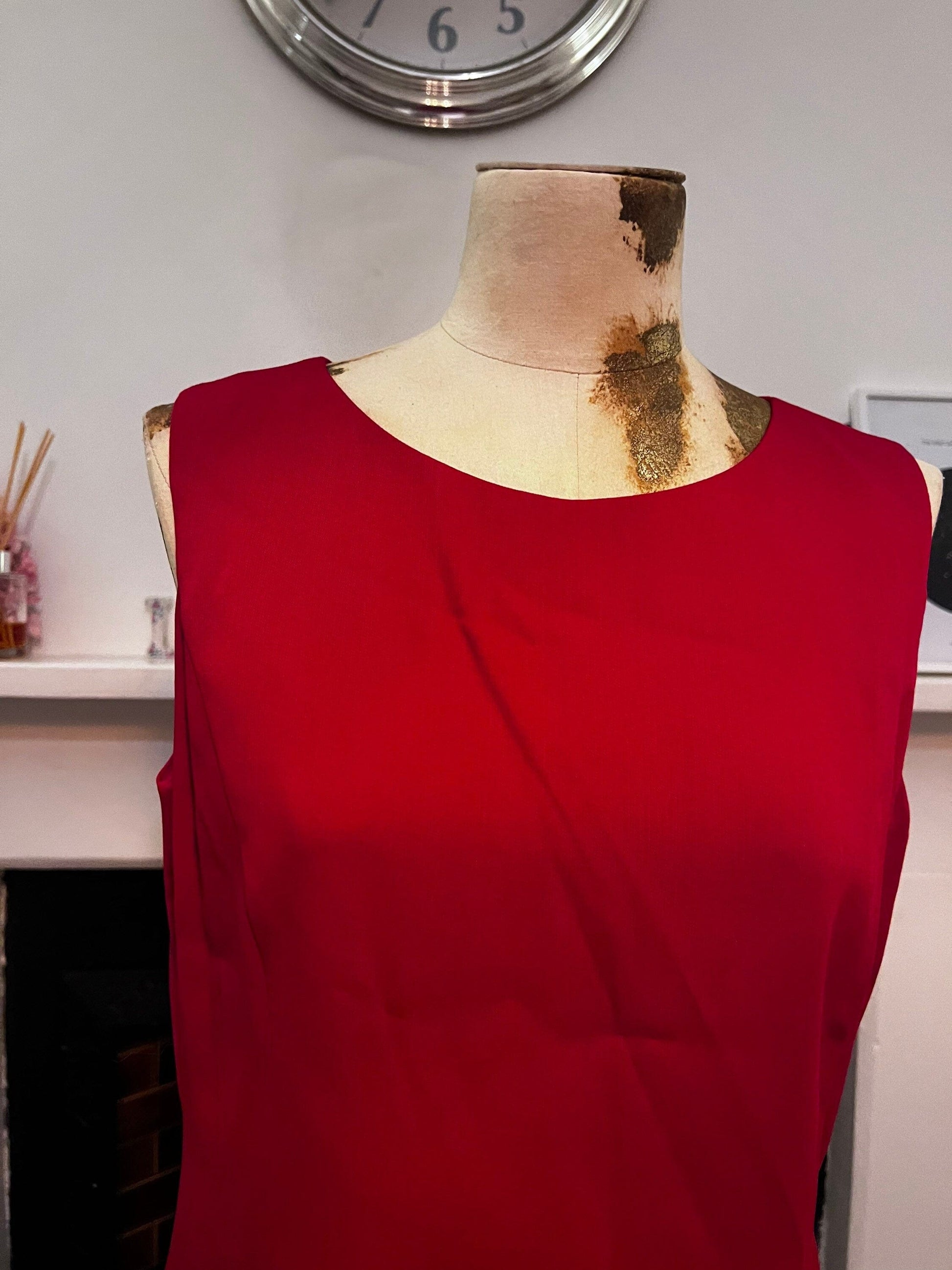Vintage Scarlet Red Shift Dress - St Michael Marks and Spencer Shift Dres 1995 - Unworn Condition UK12
