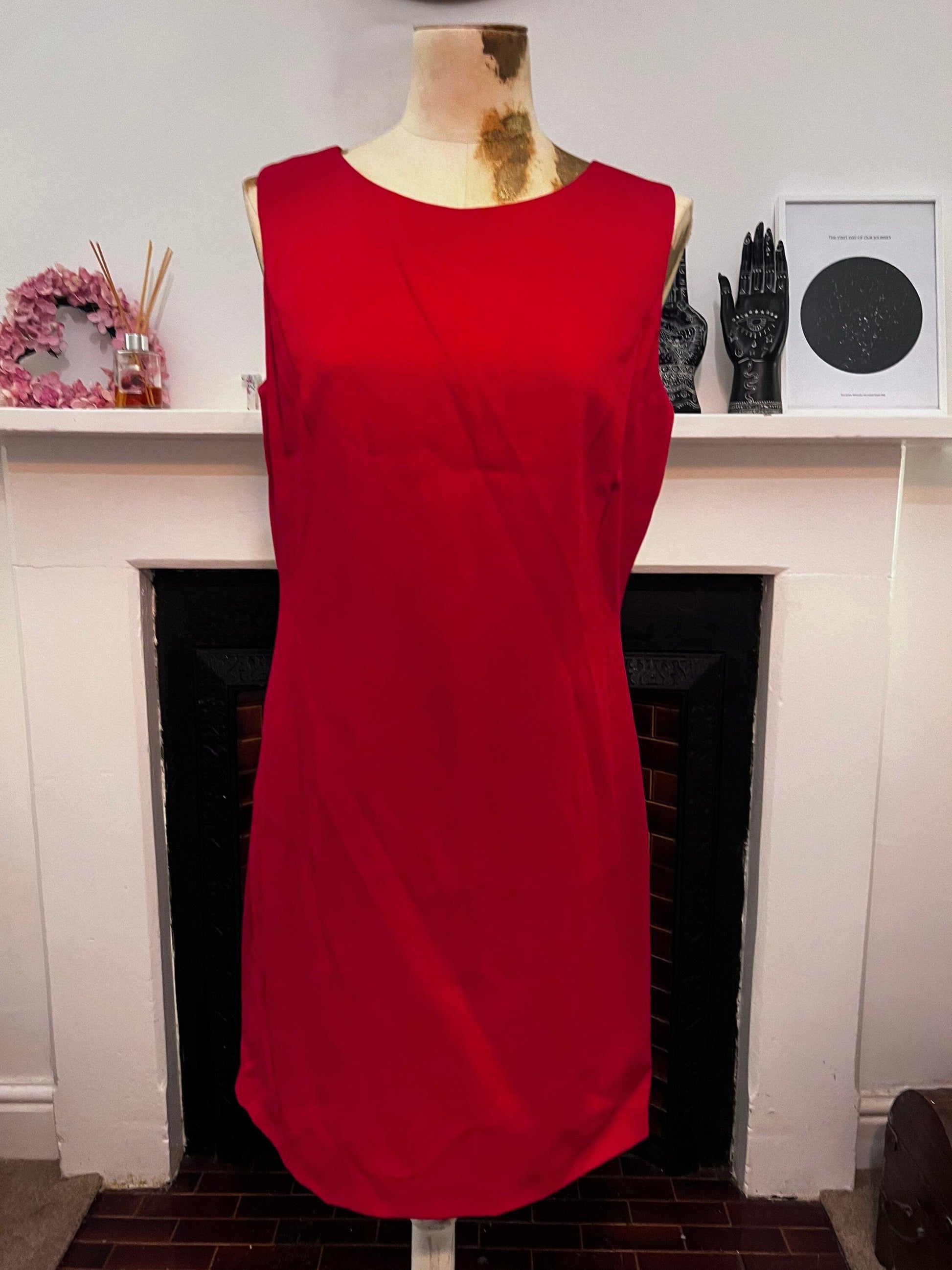 Vintage Scarlet Red Shift Dress - St Michael Marks and Spencer Shift Dres 1995 - Unworn Condition UK12
