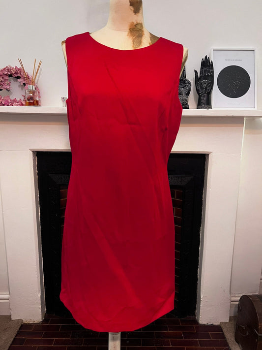 Vintage Scarlet Red Shift Dress - St Michael Marks and Spencer Shift Dres 1995 - Unworn Condition UK12