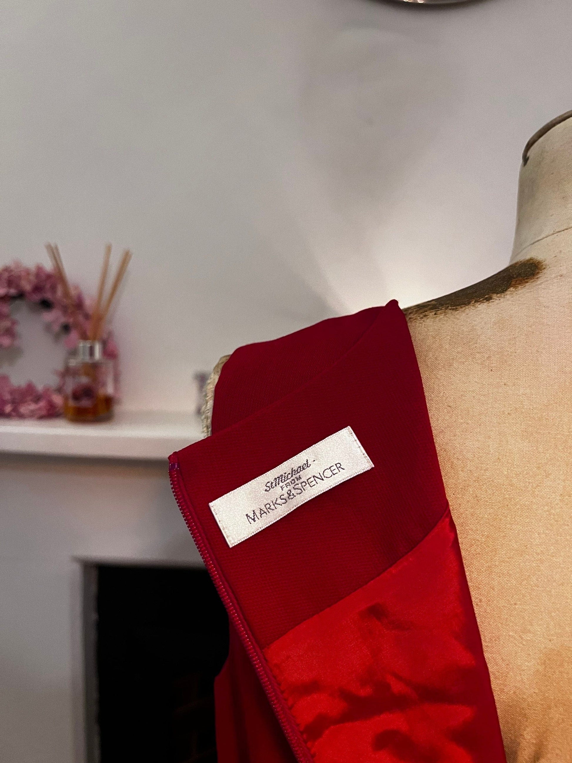 Vintage Scarlet Red Shift Dress - St Michael Marks and Spencer Shift Dres 1995 - Unworn Condition UK12