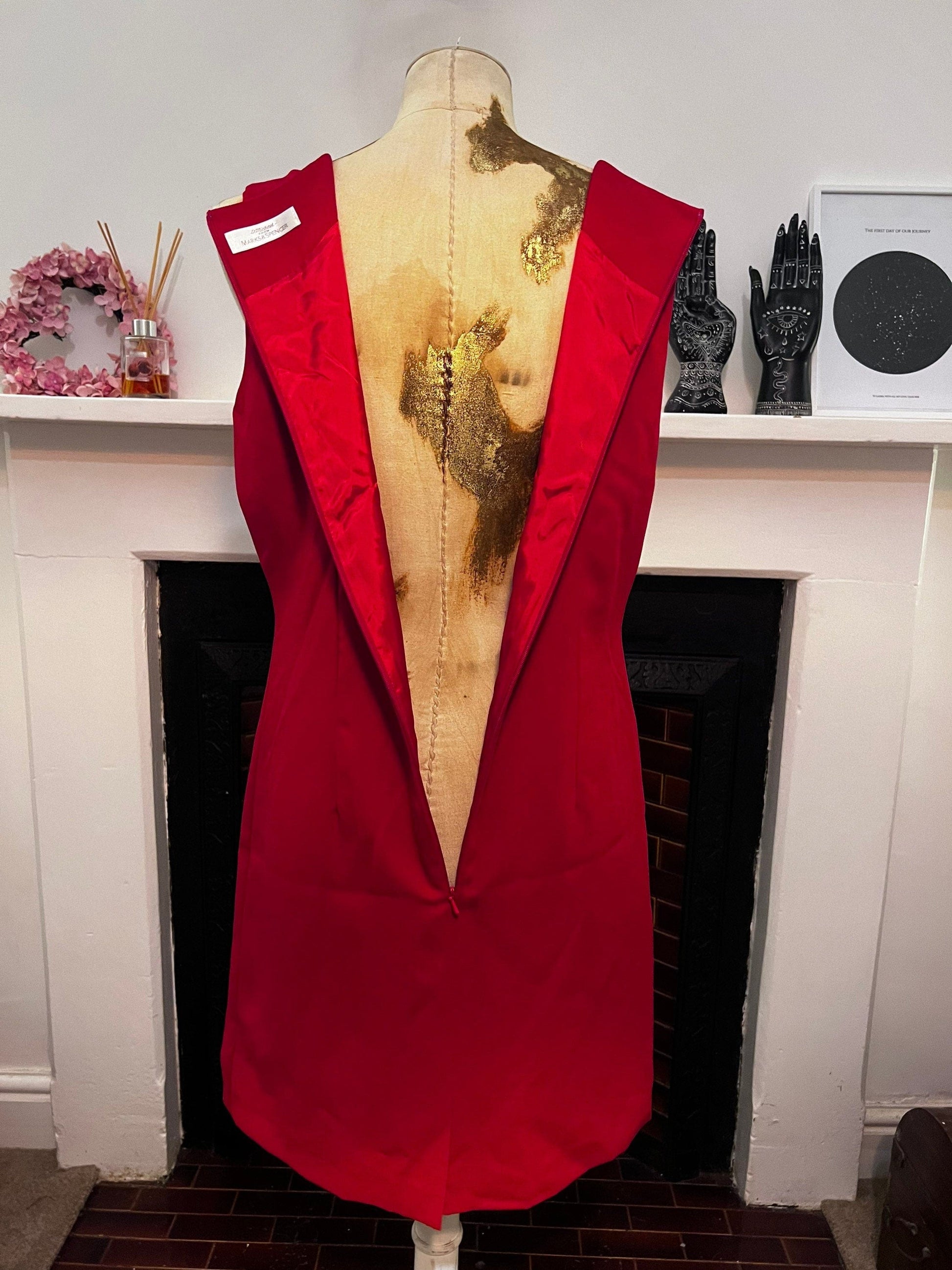 Vintage Scarlet Red Shift Dress - St Michael Marks and Spencer Shift Dres 1995 - Unworn Condition UK12