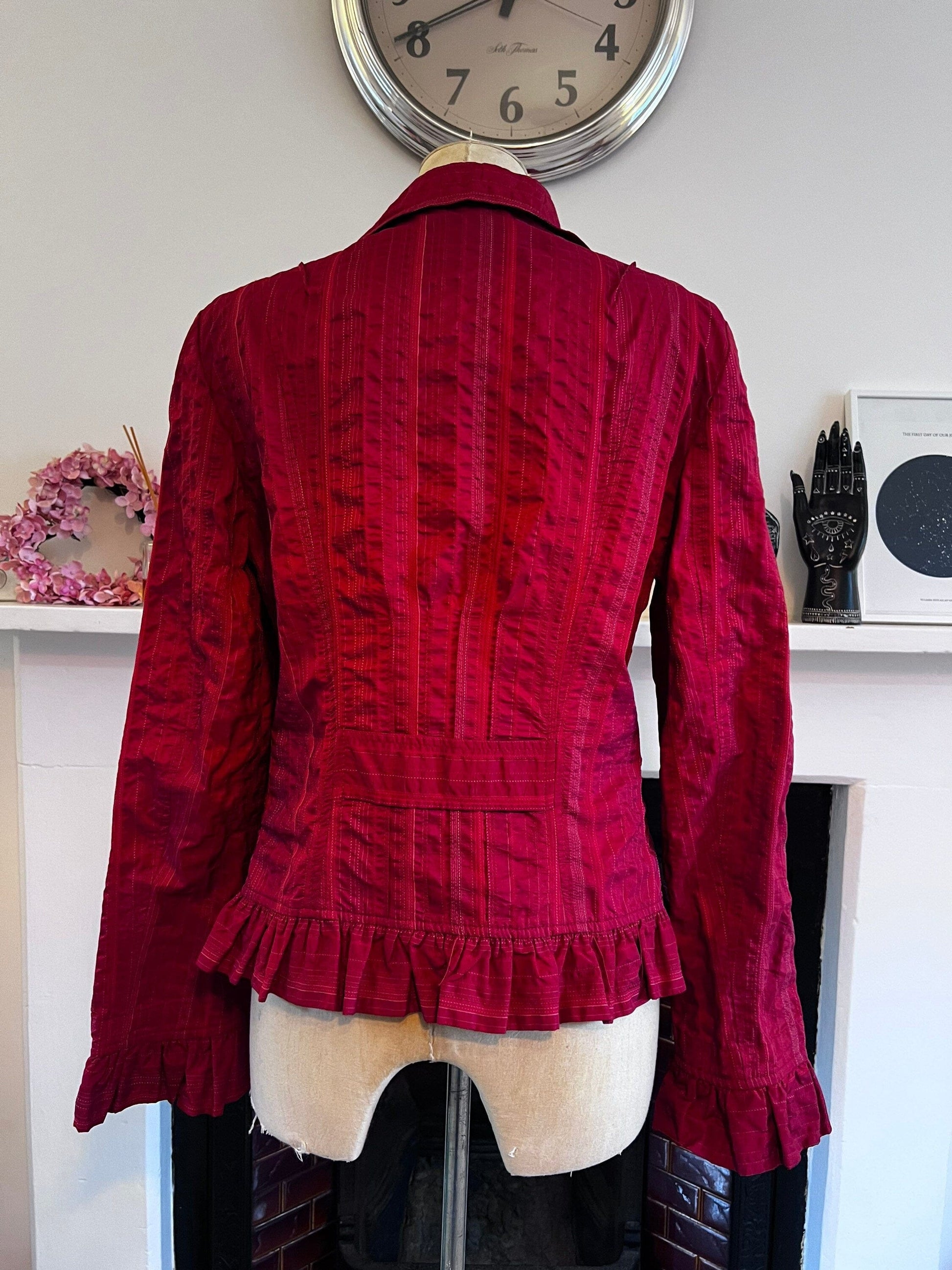 Vintage Red Riding Jacket chunky buttons Scarlet Stripe Blazer Jacket - excellent condition Orwell UK12