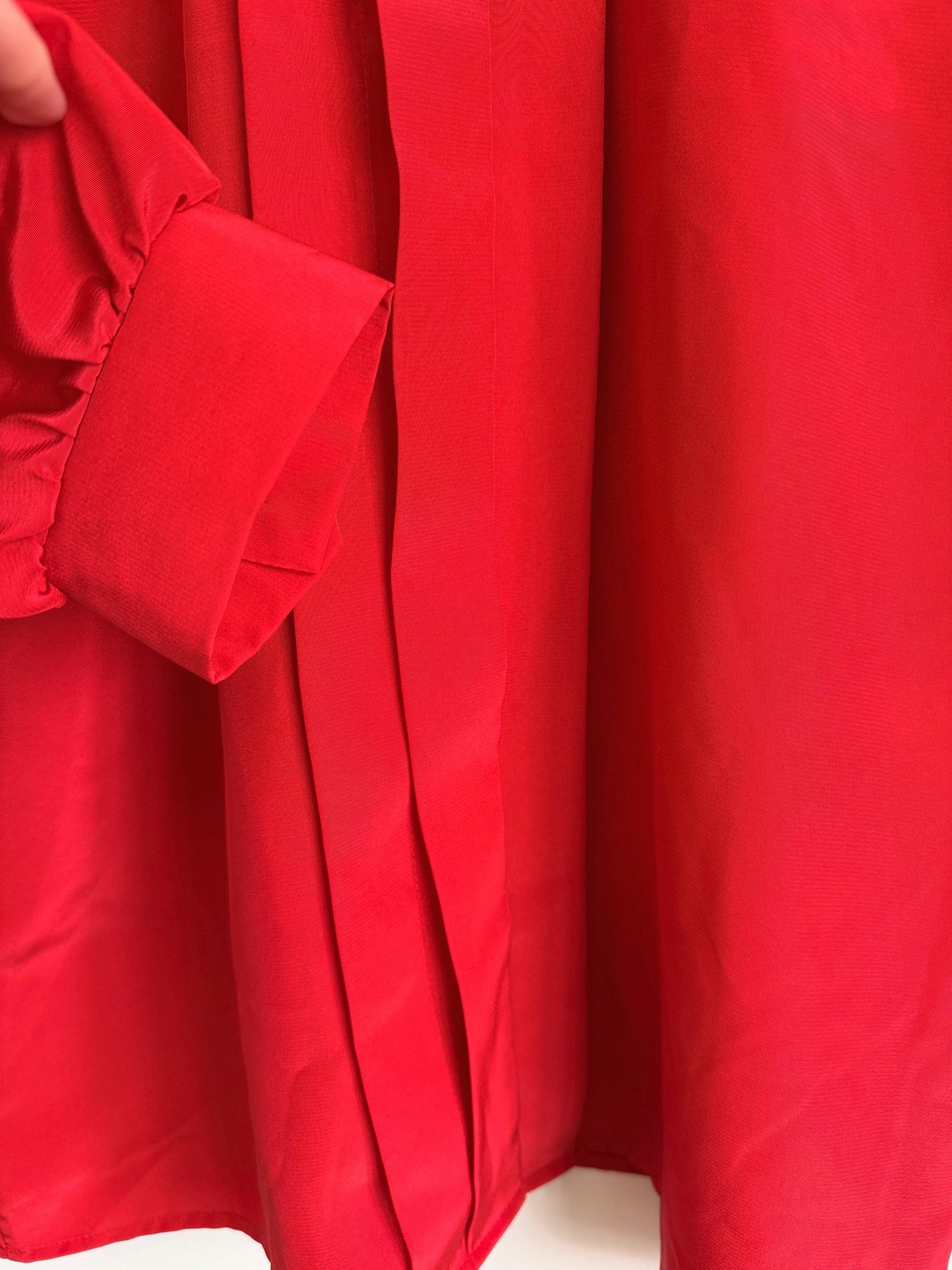 Vintage Red Silk-Look Blouse | 1970s Minimalist Workwear Shirt UK 10