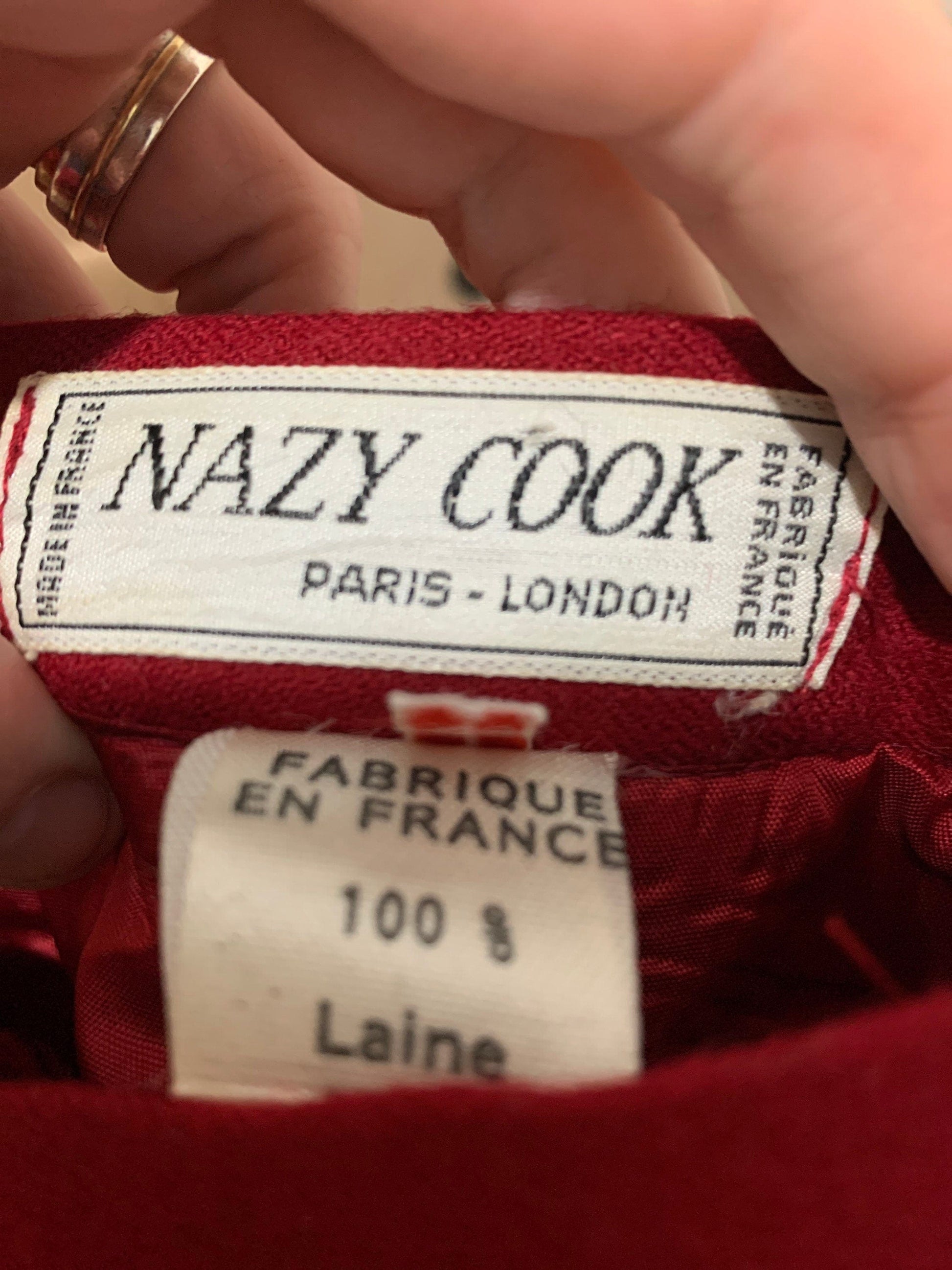 Vintage Red Wool Skirt - A Line with slightly flared hem - UK8 - 1970s
