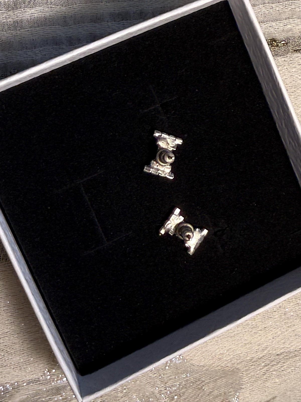 Vintage Rhinestone Bow Earrings Black Clear Crystal Stud Costume Jewellery