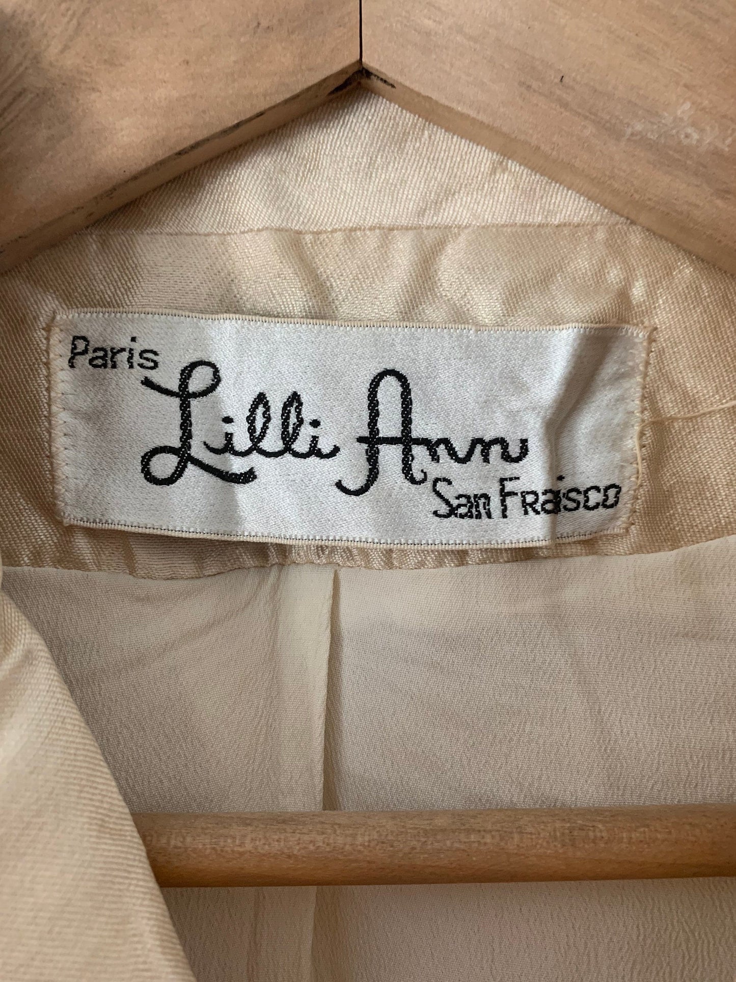 Vintage Lilli Ann Silk Jacket - Silk Chiffon Lined - Cream Gold Sheen Ladies Day Jacket Absolutely Stunning - 1950s Immaculate