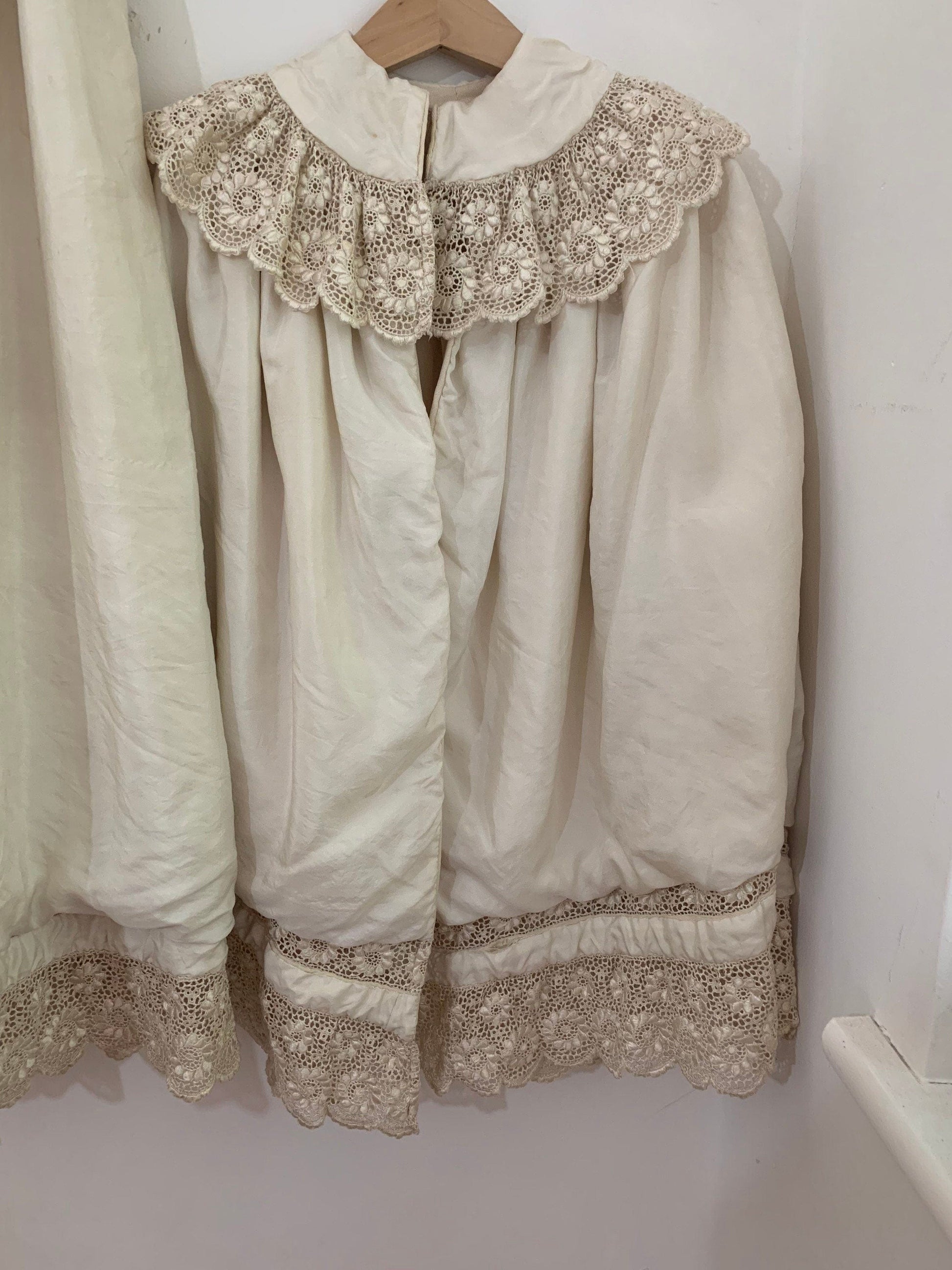 Antique Silk Christening Gown and cape, 19th Century Christening Gown, Heirloom Christening Gown, Antique Christening Cape Silk Exceptional