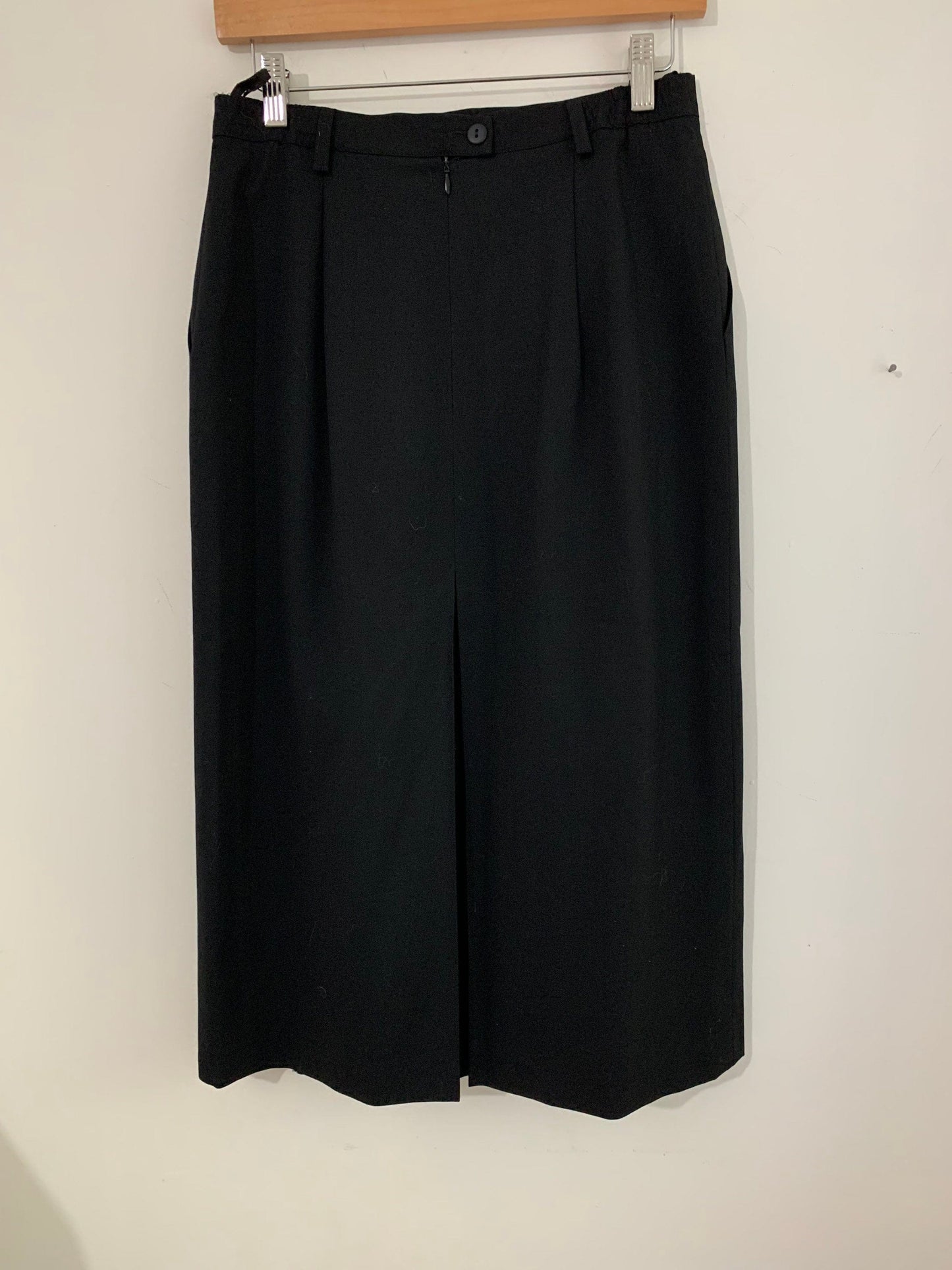 Vintage Skirt Box Pleat A Line Midi Length Black UK 12-14 - Fink - vintage pleated skirt