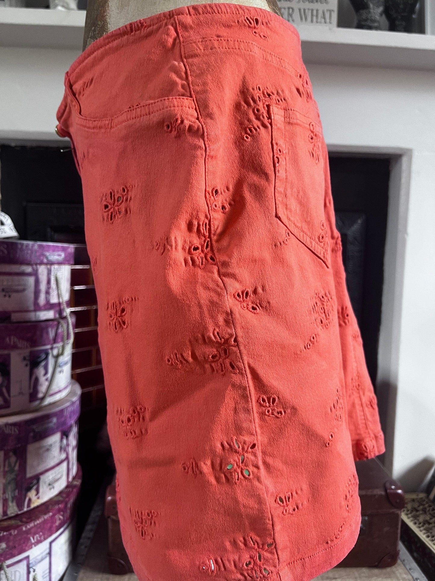 Vintage Christian Lacroix Jeans Orange Skirt - Broiderie Anglais Skirt Size EU48 Y2K Christian Lacroix Jeans Vintage Skirt, vintage denim