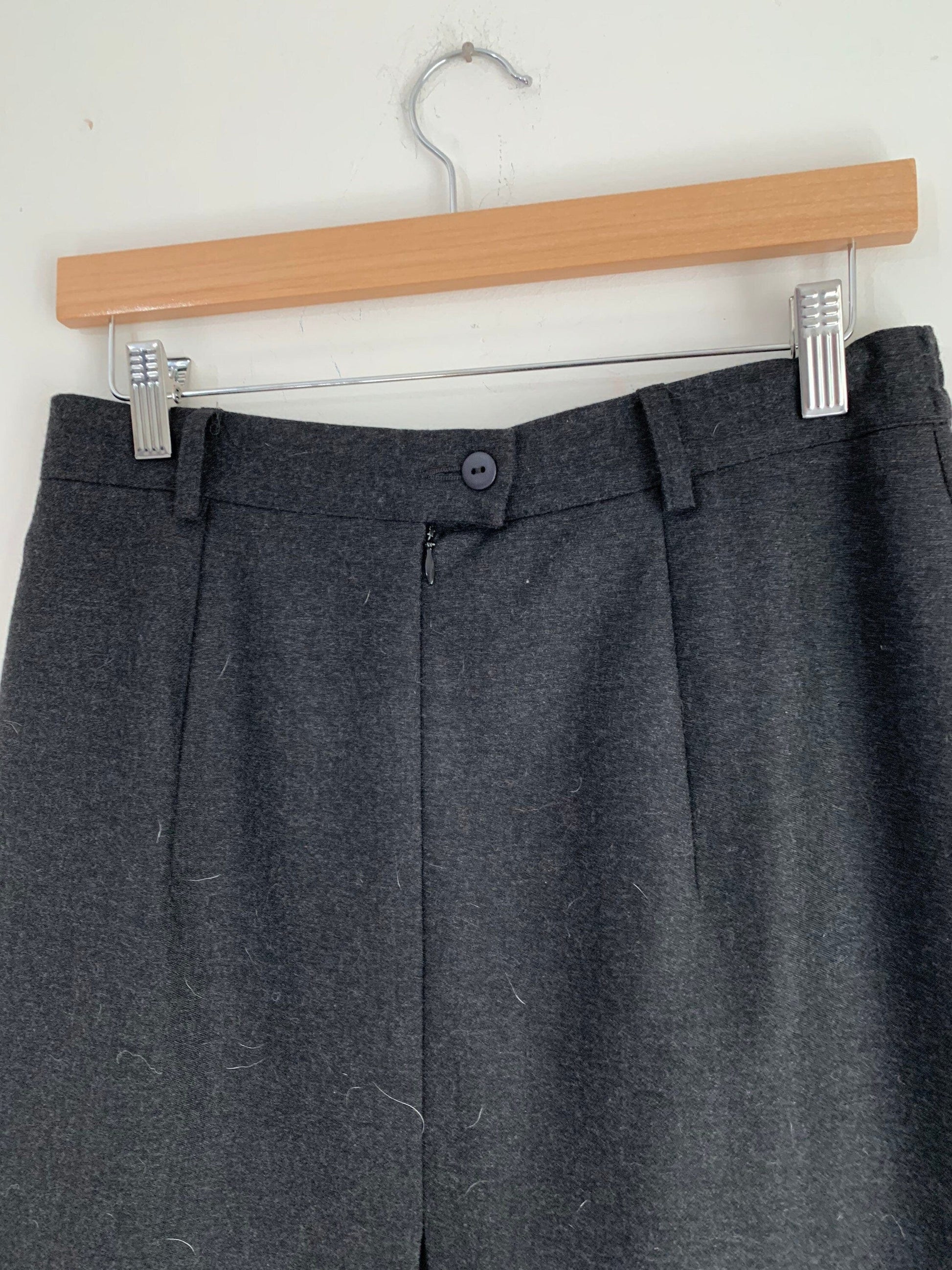 Vintage Skirt Midi Grey Pleat Fink Below the Knee Length UK 12-14 - WITH POCKETS - Vintage Skirt