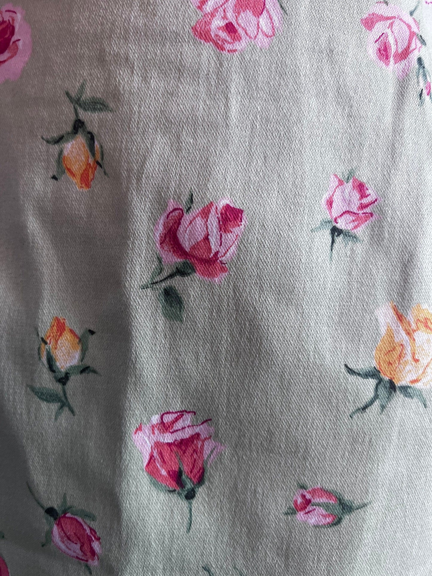 Vintage 90s M&S green floral skirt - pink yellow flowered skirt with back zip - stretch Lyrca pencil skirt
