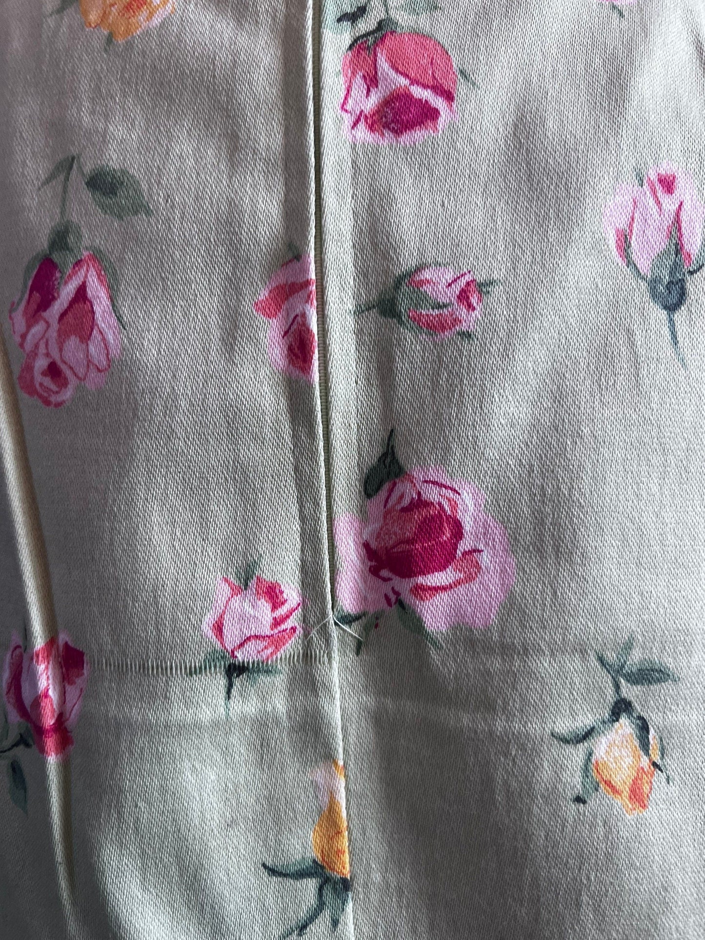 Vintage 90s M&S green floral skirt - pink yellow flowered skirt with back zip - stretch Lyrca pencil skirt