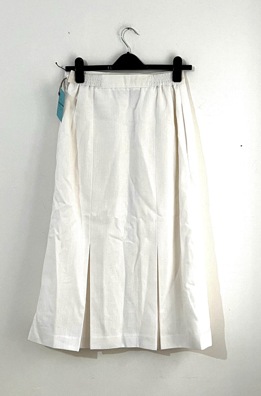 Vintage White box pleated Skirt - A Line Pleated - UK12 - Laird Porch