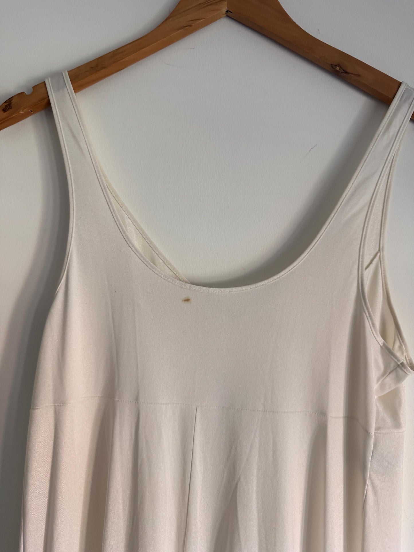 Vintage St Michael Ivory Full Length Slip – 1970s/80s Nylon Maxi Petticoat Nightdress – 36" Bust