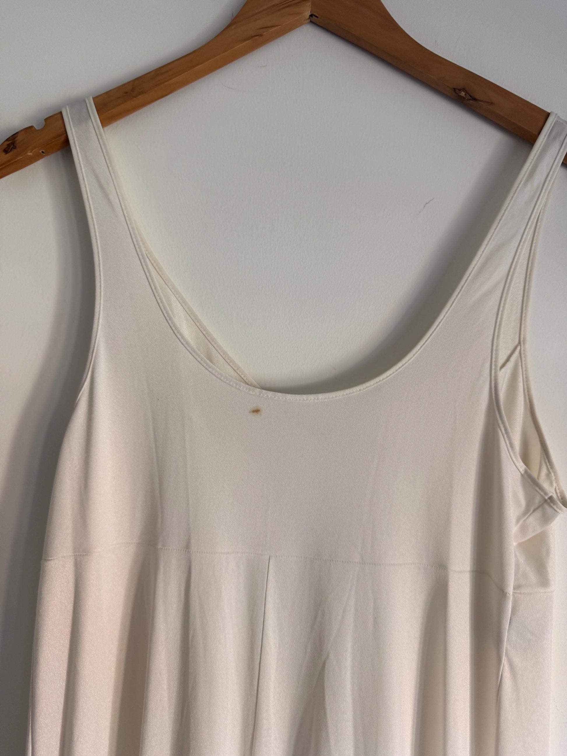 Vintage St Michael Ivory Full Length Slip – 1970s/80s Nylon Maxi Petticoat Nightdress – 36" Bust