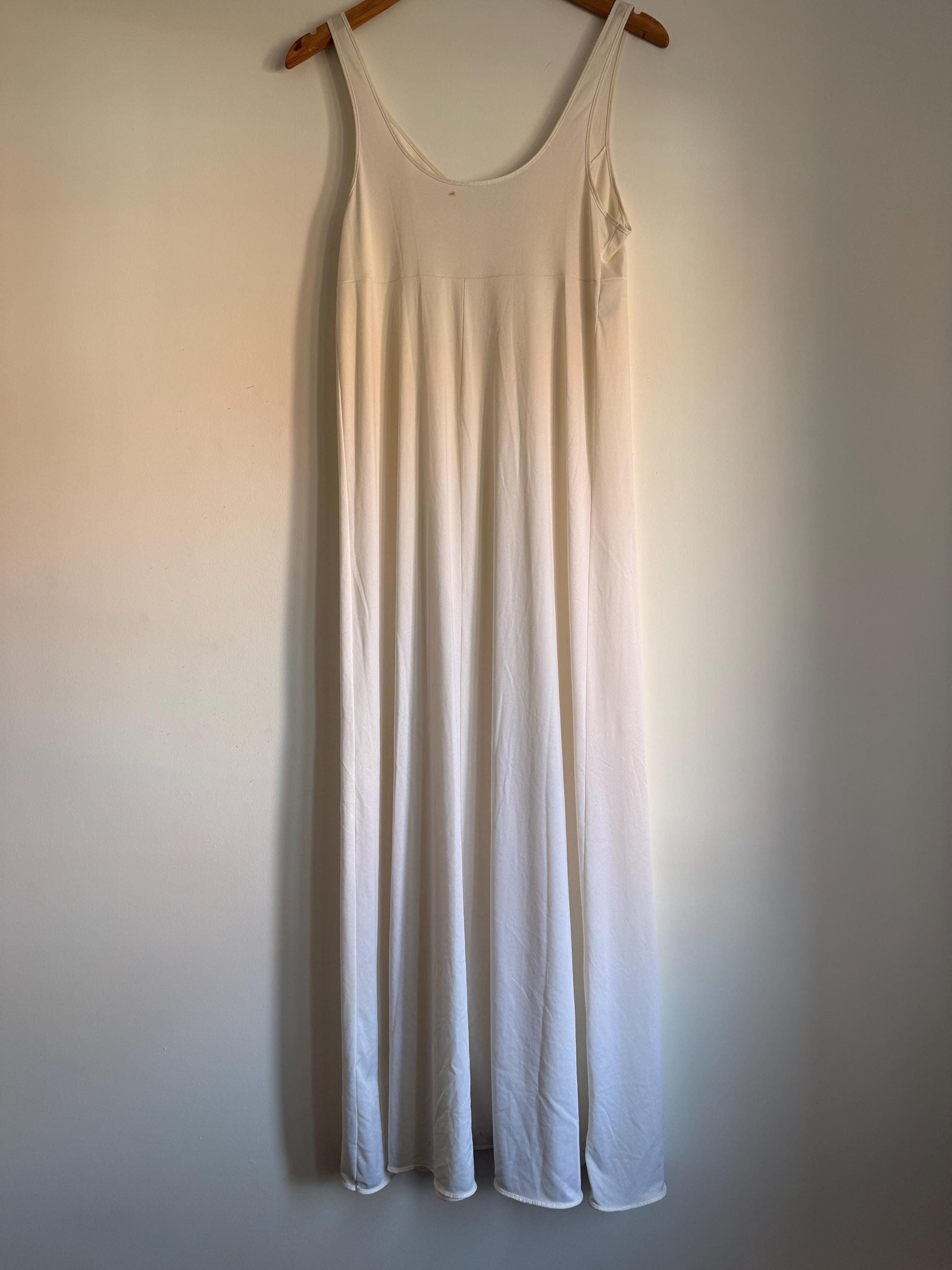 Vintage St Michael Ivory Full Length Slip – 1970s/80s Nylon Maxi Petticoat Nightdress – 36" Bust