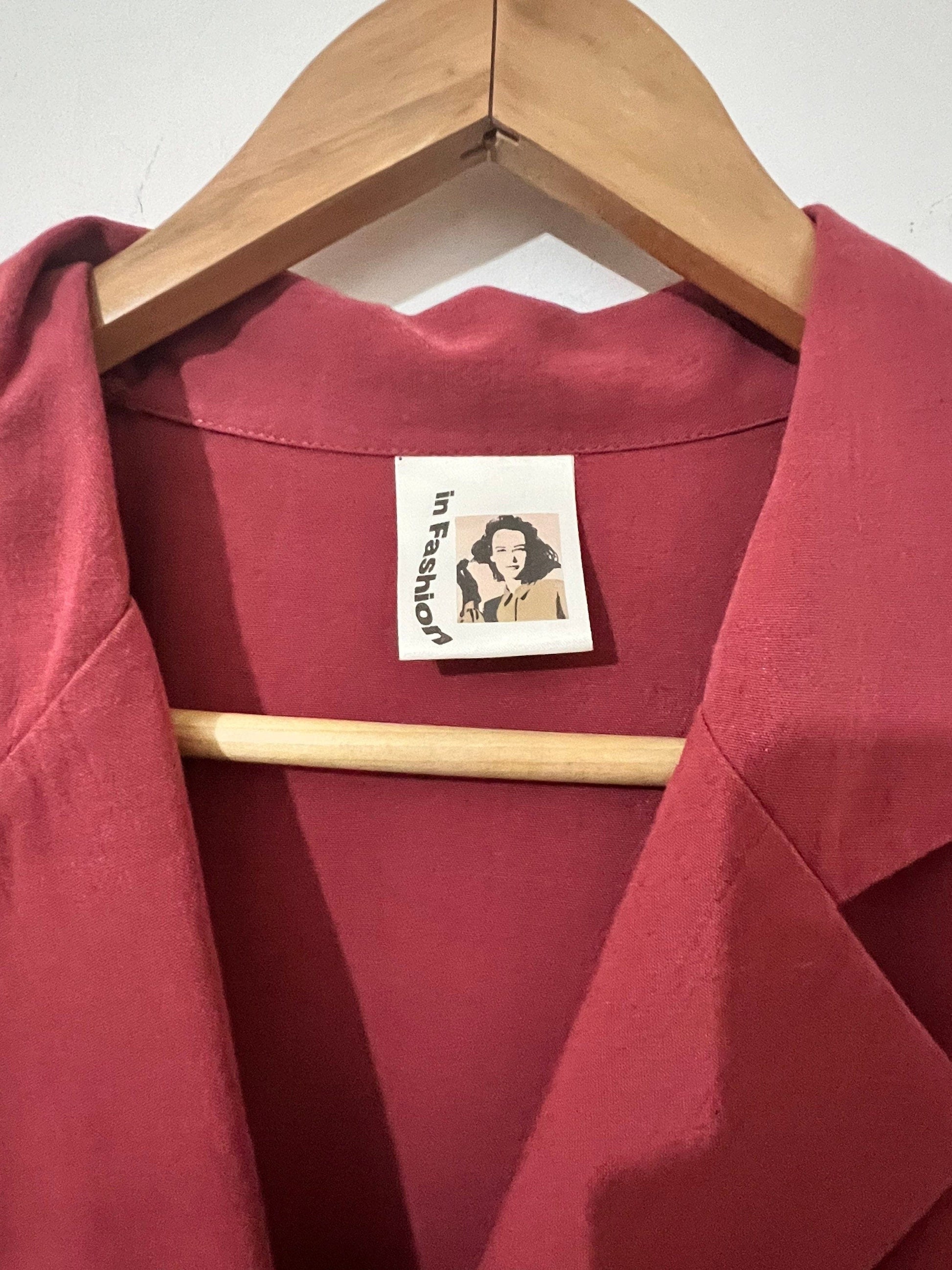 Deep Coral cotton Mix 80s Skirt Suit - Skirt and blazer Size 8-10