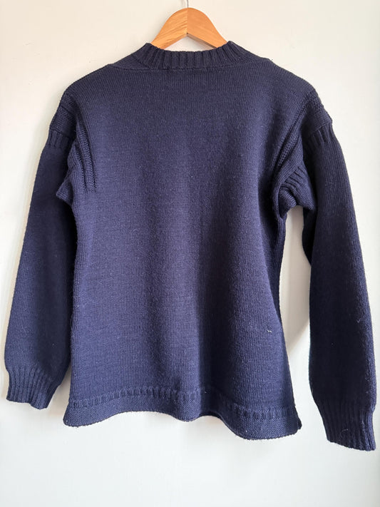 Vintage 1970s 80s Summit Sports Navy Pure New Wool Sporting Jumper Made in Great Britain