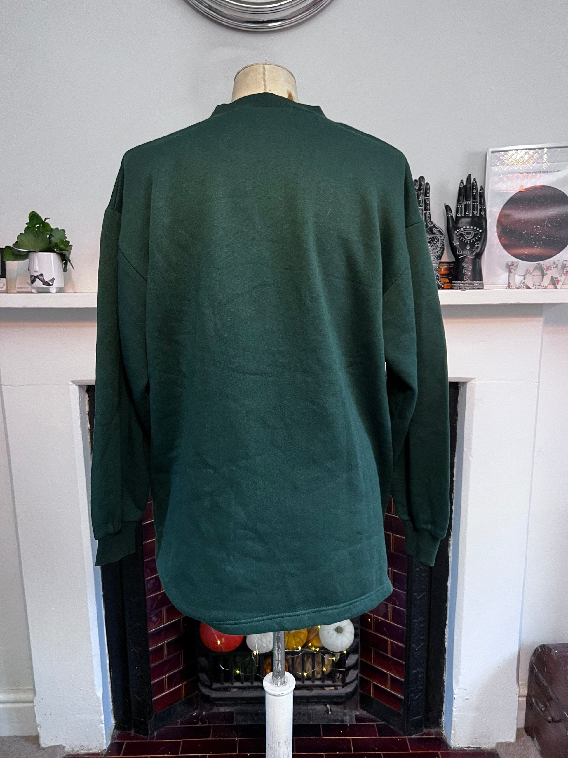 Vintage Oversized Gold Sweatshirt Deep Green Golf Sweater Lady Laird UK12-UK18