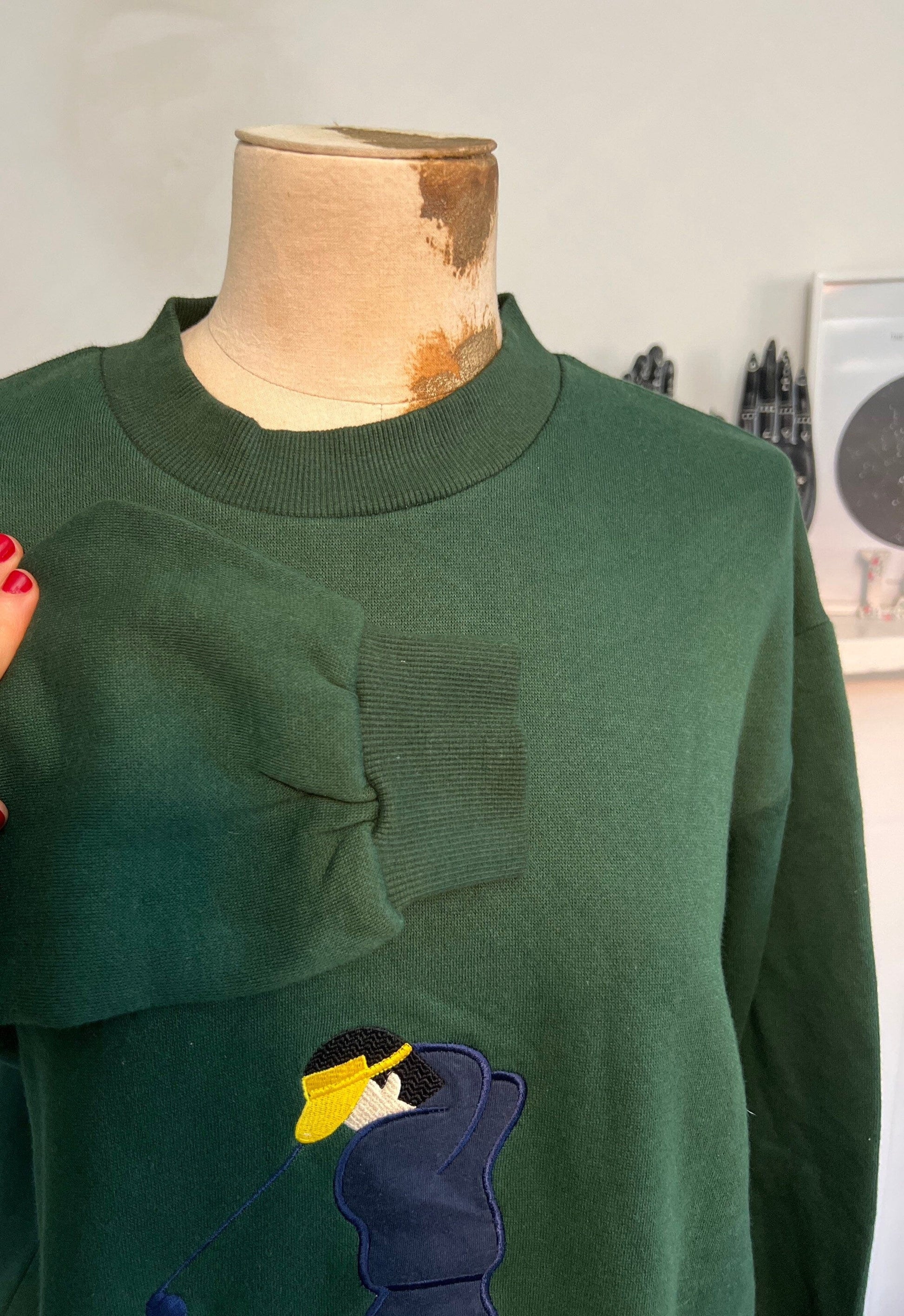 Vintage Oversized Gold Sweatshirt Deep Green Golf Sweater Lady Laird UK12-UK18