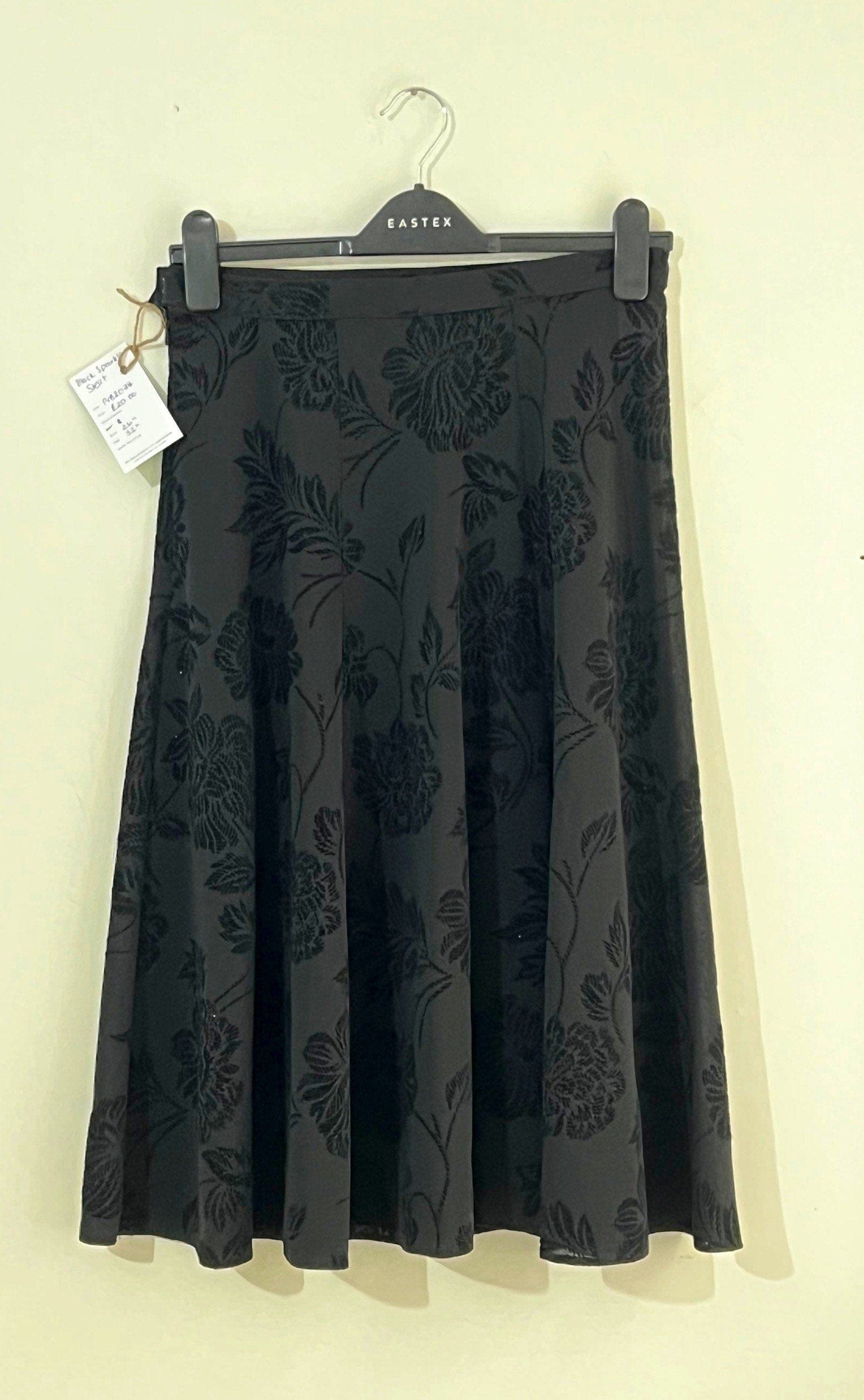 Vintage Swing skirt Midi Length Black floral sparkle pattern skirt UK Size 8