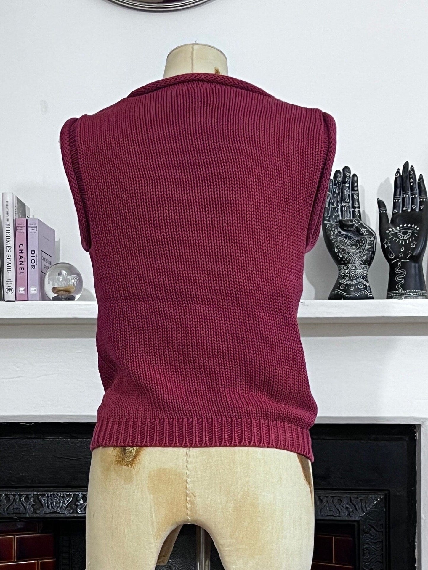80s Vintage Tank Top Sleeveless Jumper burgandy Ladies sleeveless Knitwear Jumper, Vintage Miss Selfridge Sleeveless Jumper , vintage vest