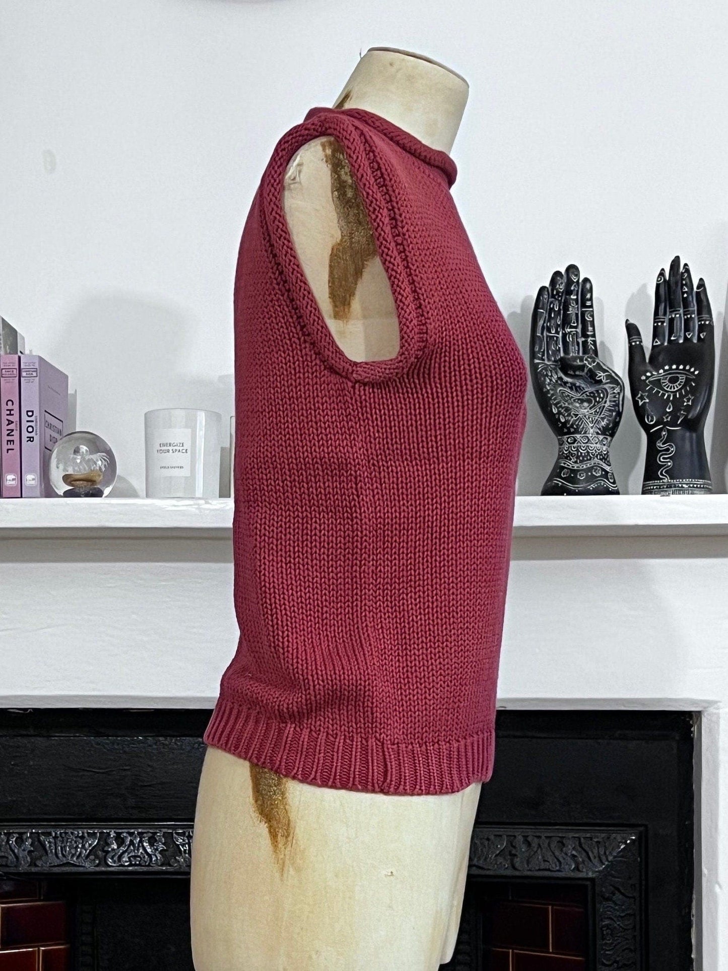 80s Vintage Tank Top Sleeveless Jumper burgandy Ladies sleeveless Knitwear Jumper, Vintage Miss Selfridge Sleeveless Jumper , vintage vest