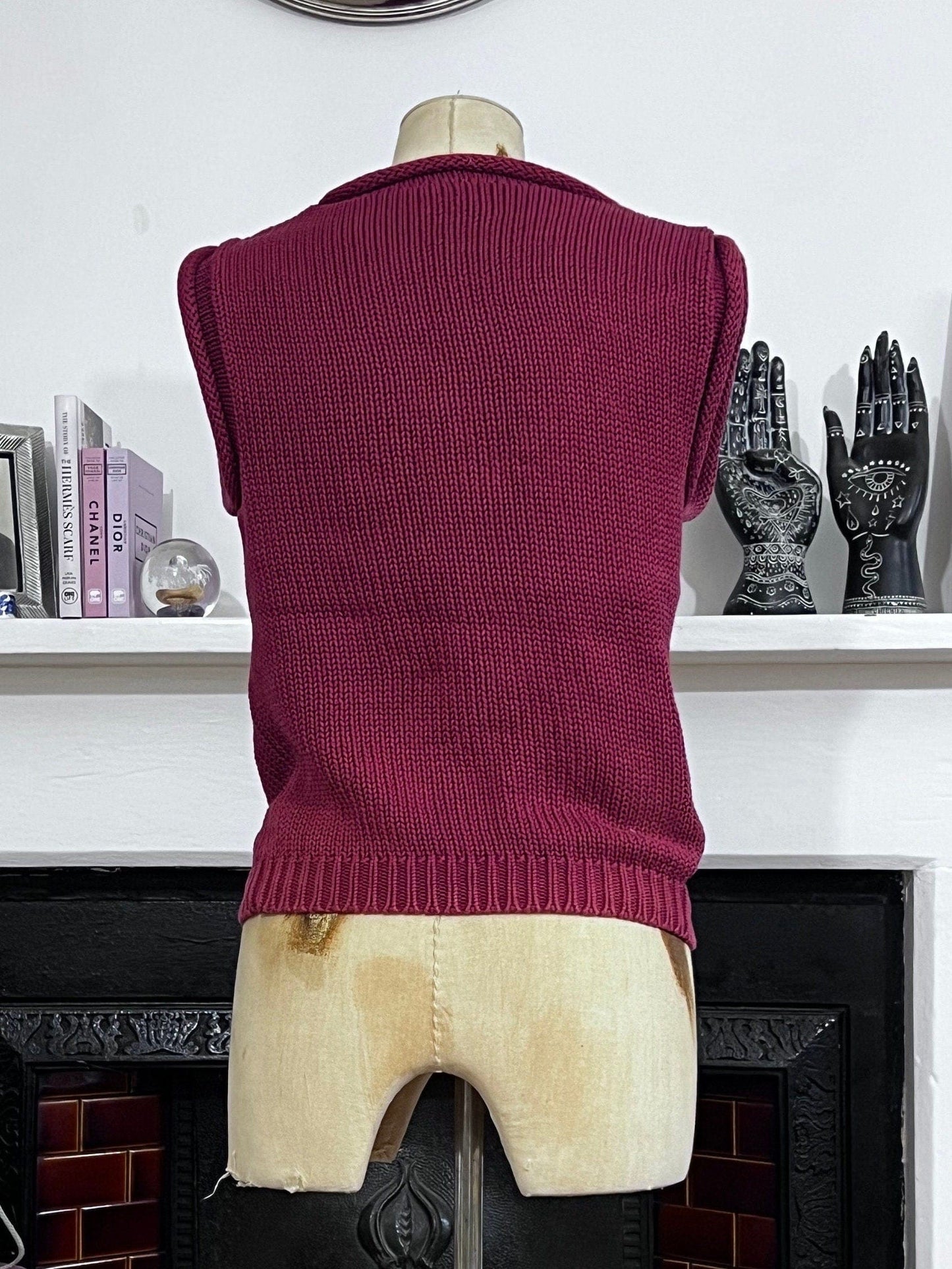 80s Vintage Tank Top Sleeveless Jumper burgandy Ladies sleeveless Knitwear Jumper, Vintage Miss Selfridge Sleeveless Jumper , vintage vest