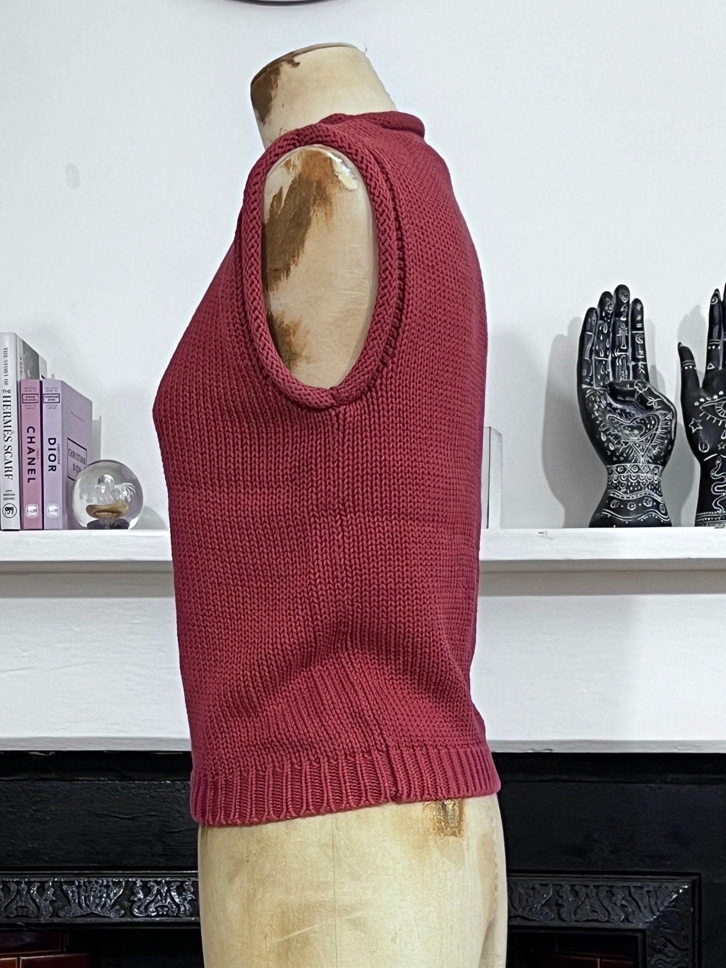 80s Vintage Tank Top Sleeveless Jumper burgandy Ladies sleeveless Knitwear Jumper, Vintage Miss Selfridge Sleeveless Jumper , vintage vest