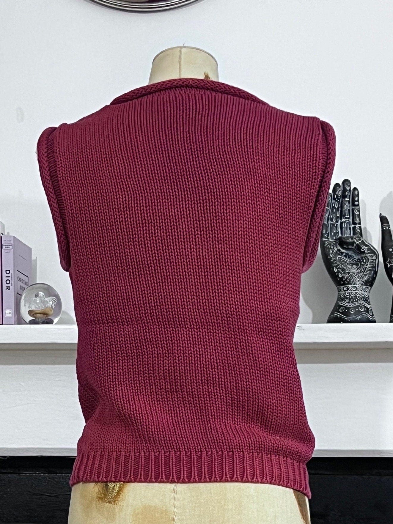 80s Vintage Tank Top Sleeveless Jumper burgandy Ladies sleeveless Knitwear Jumper, Vintage Miss Selfridge Sleeveless Jumper , vintage vest