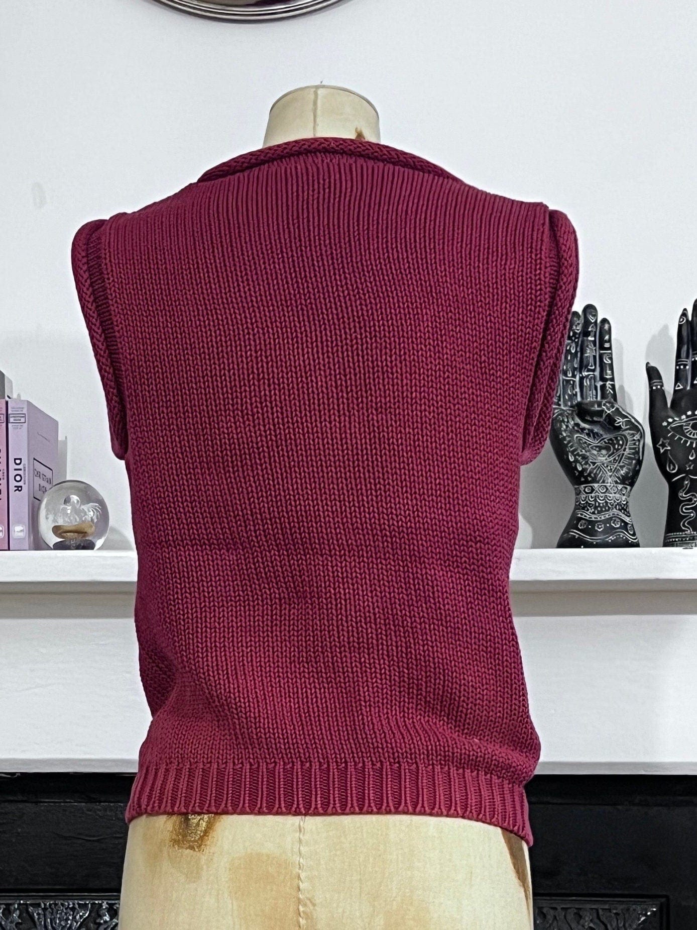 80s Vintage Tank Top Sleeveless Jumper burgandy Ladies sleeveless Knitwear Jumper, Vintage Miss Selfridge Sleeveless Jumper , vintage vest
