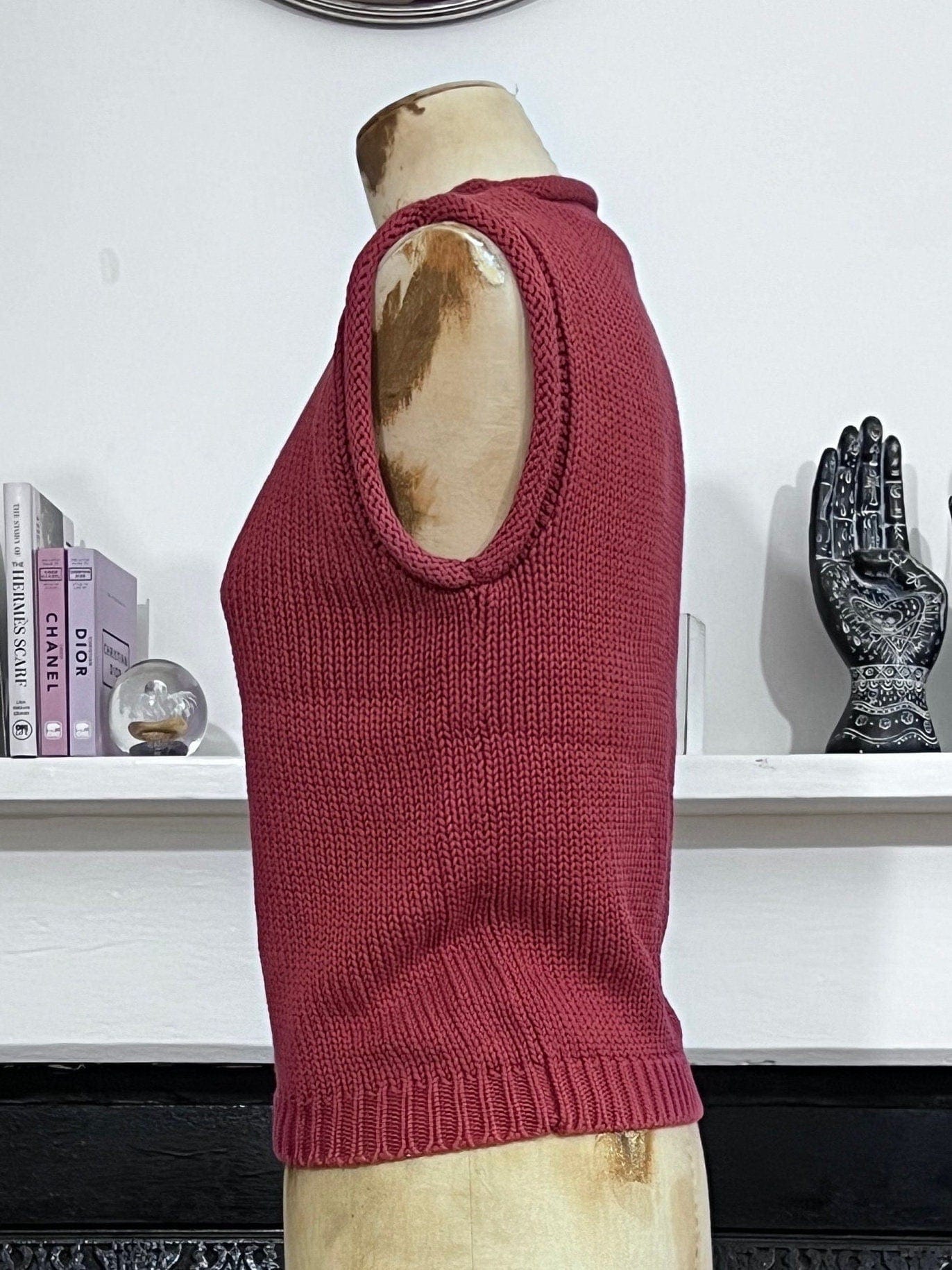 80s Vintage Tank Top Sleeveless Jumper burgandy Ladies sleeveless Knitwear Jumper, Vintage Miss Selfridge Sleeveless Jumper , vintage vest